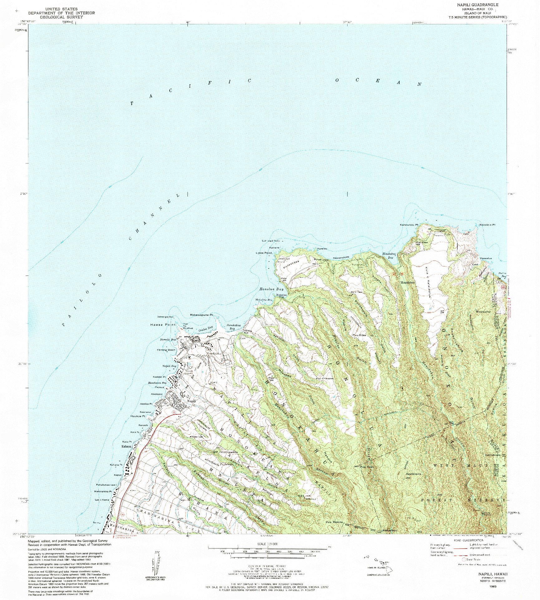 USGS 1:24000-SCALE QUADRANGLE FOR NAPILI, HI 1983