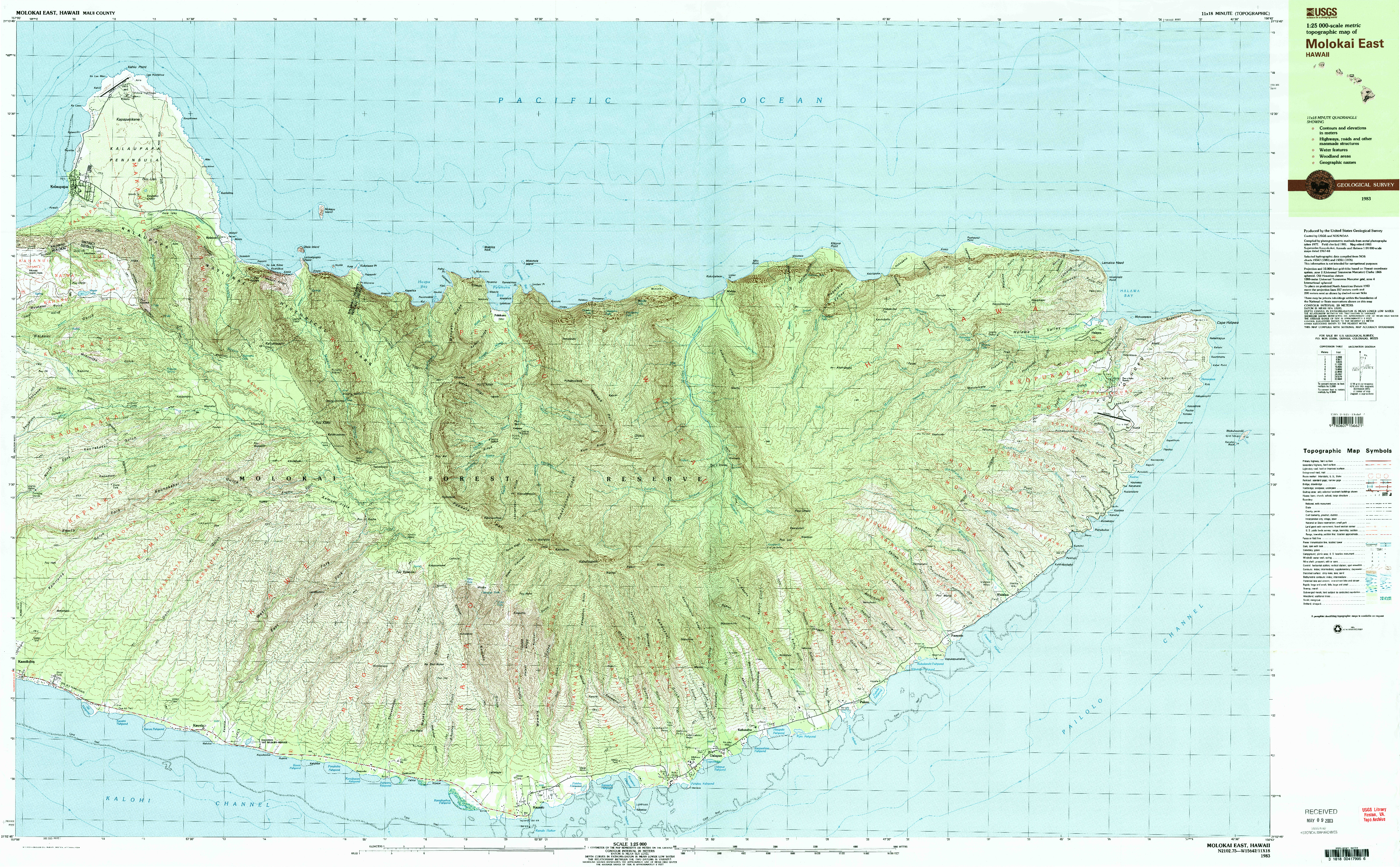 USGS 1:25000-SCALE QUADRANGLE FOR MOLOKAI EAST, HI 1983