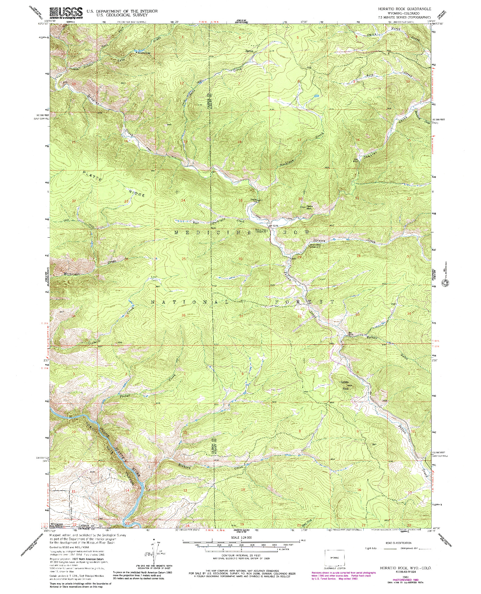 USGS 1:24000-SCALE QUADRANGLE FOR HORATIO ROCK, WY 1961