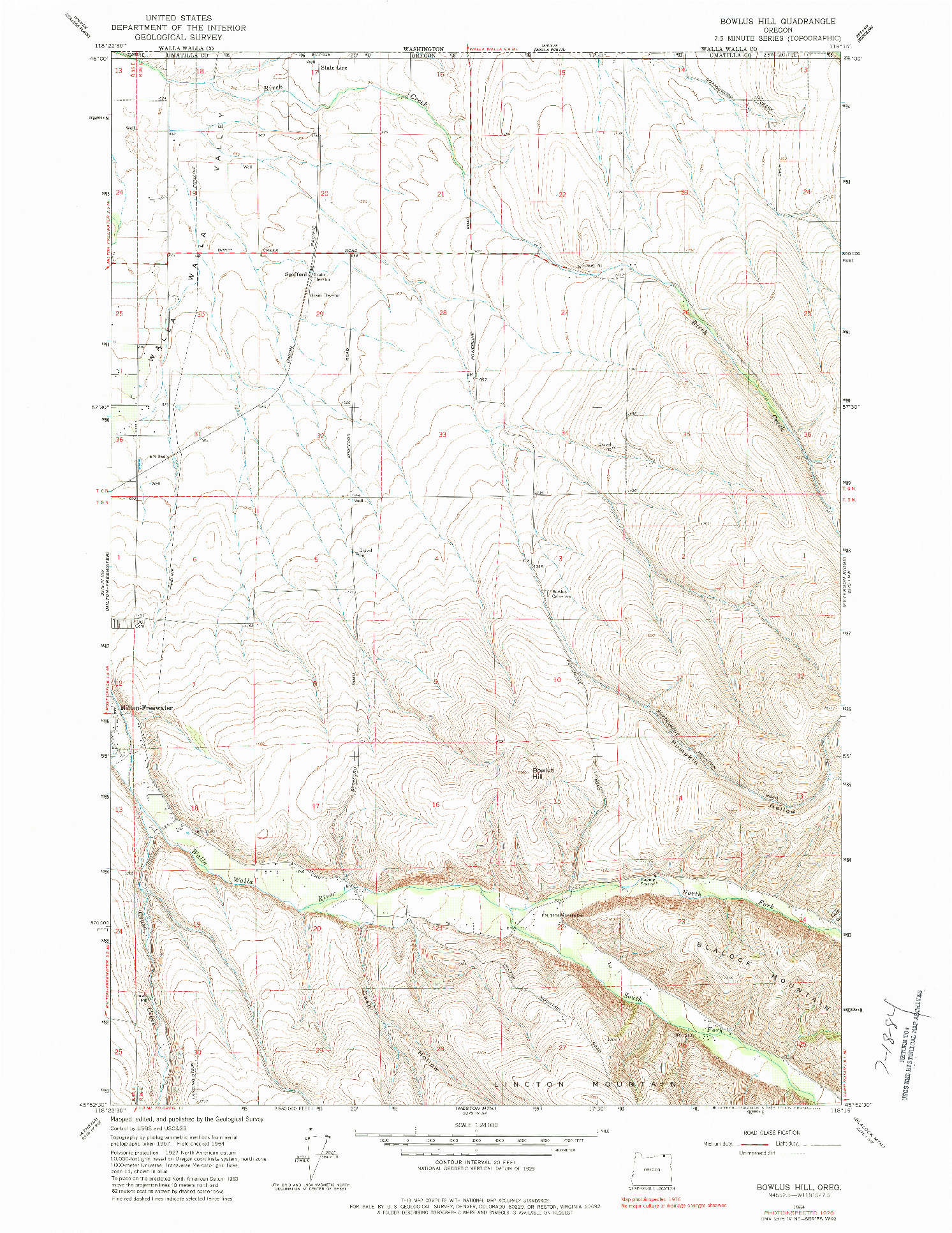 USGS 1:24000-SCALE QUADRANGLE FOR BOWLUS HILL, OR 1964