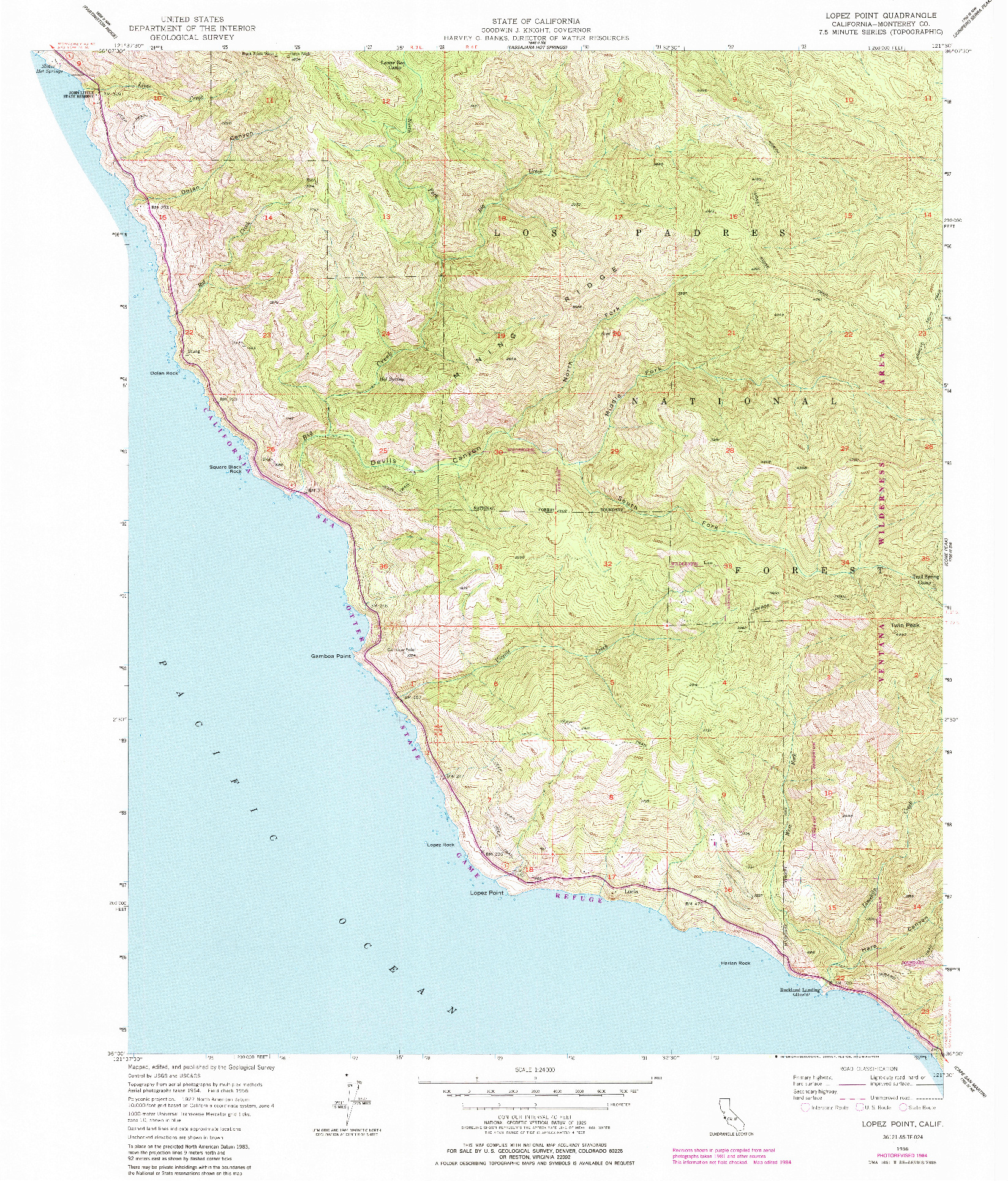 USGS 1:24000-SCALE QUADRANGLE FOR LOPEZ POINT, CA 1956