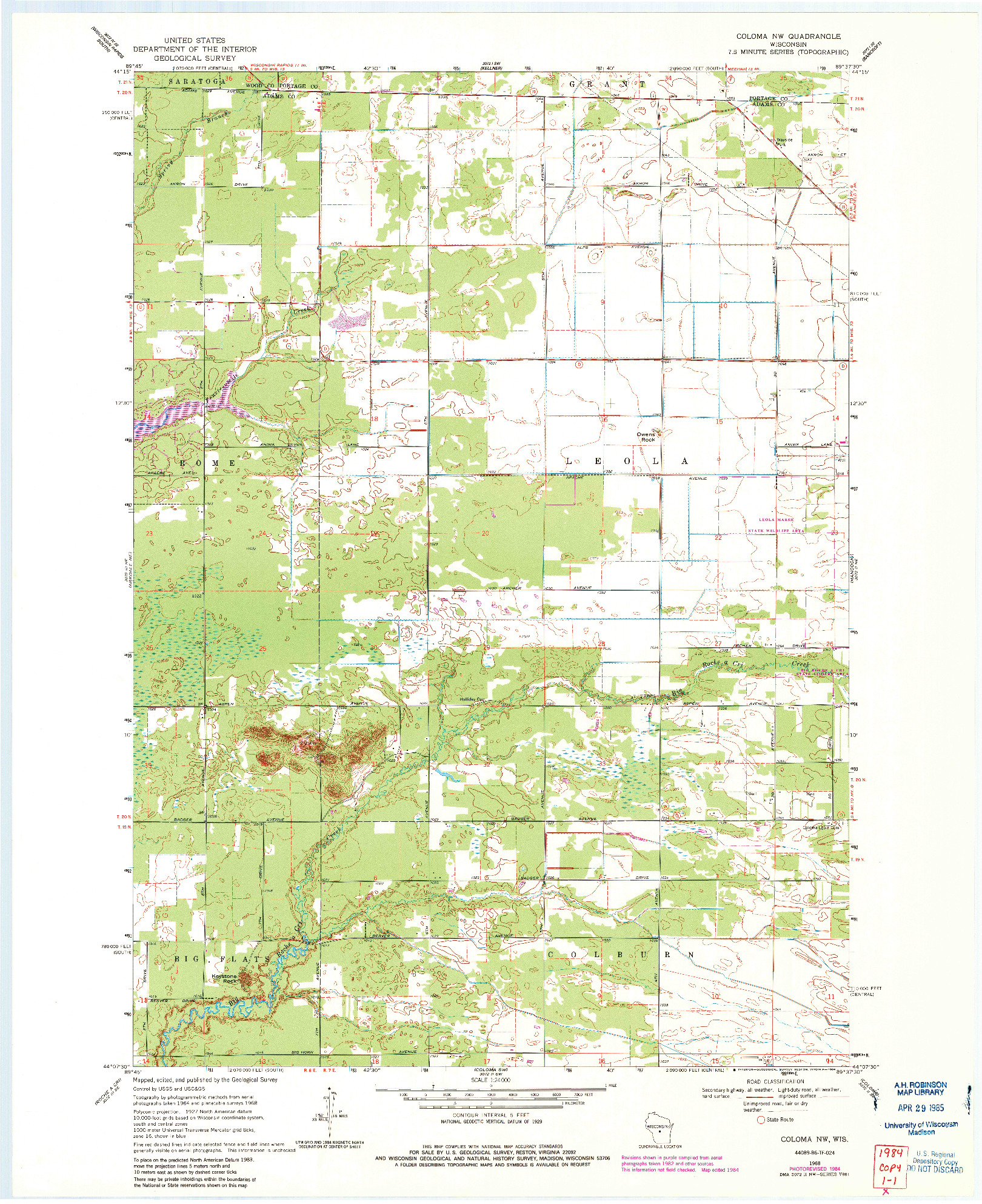 USGS 1:24000-SCALE QUADRANGLE FOR COLOMA NW, WI 1968