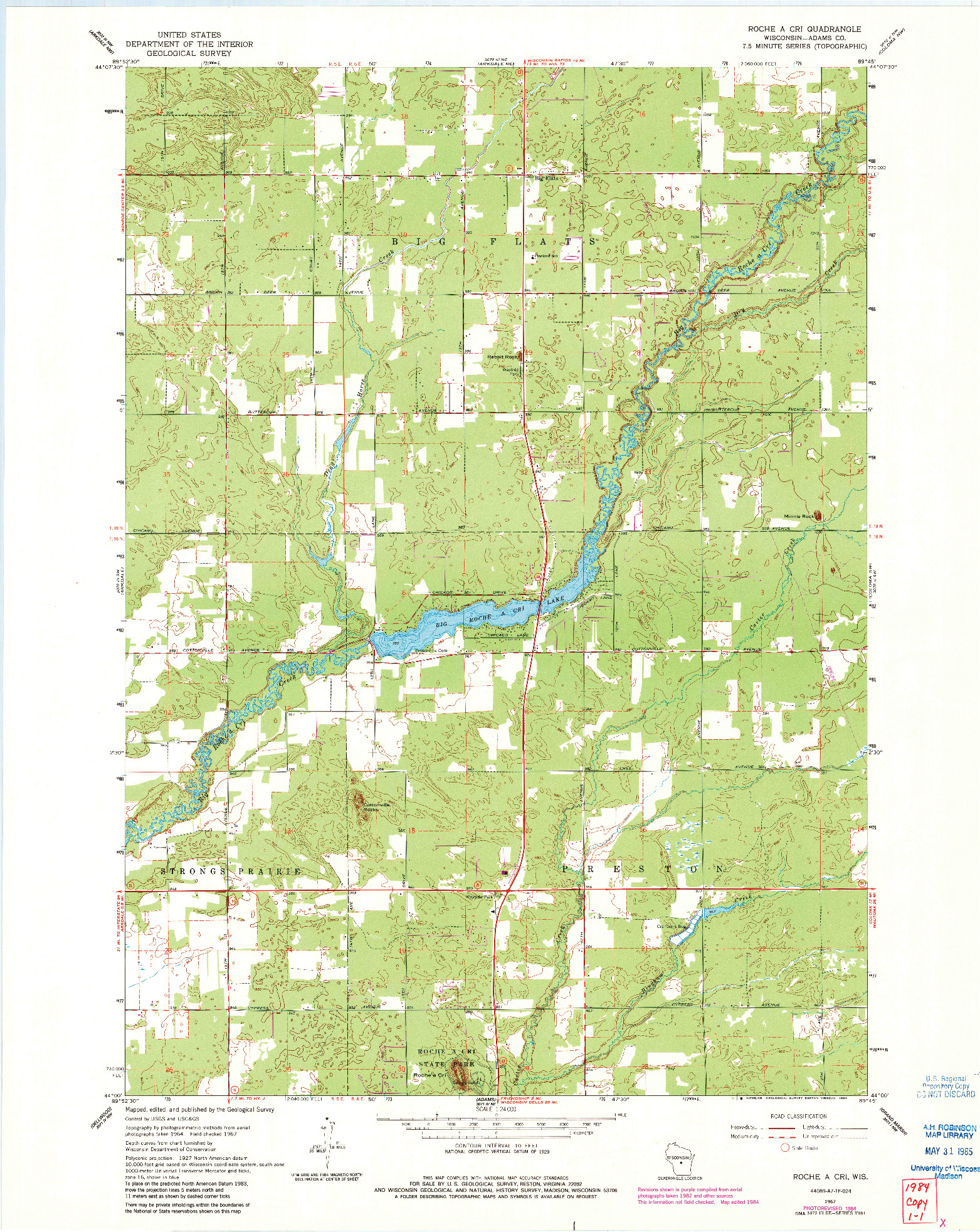 USGS 1:24000-SCALE QUADRANGLE FOR ROCHE A CRI, WI 1967