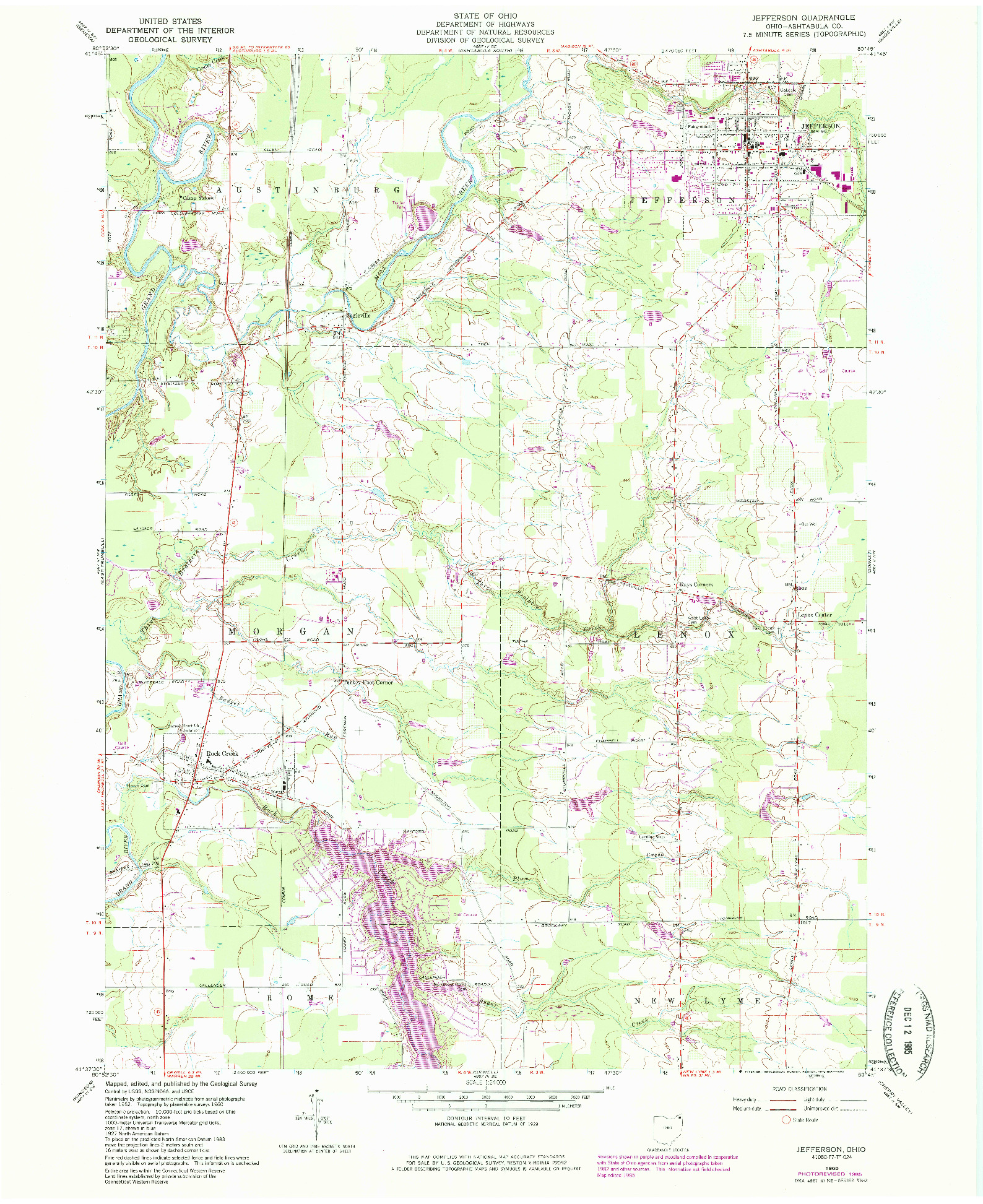 USGS 1:24000-SCALE QUADRANGLE FOR JEFFERSON, OH 1960