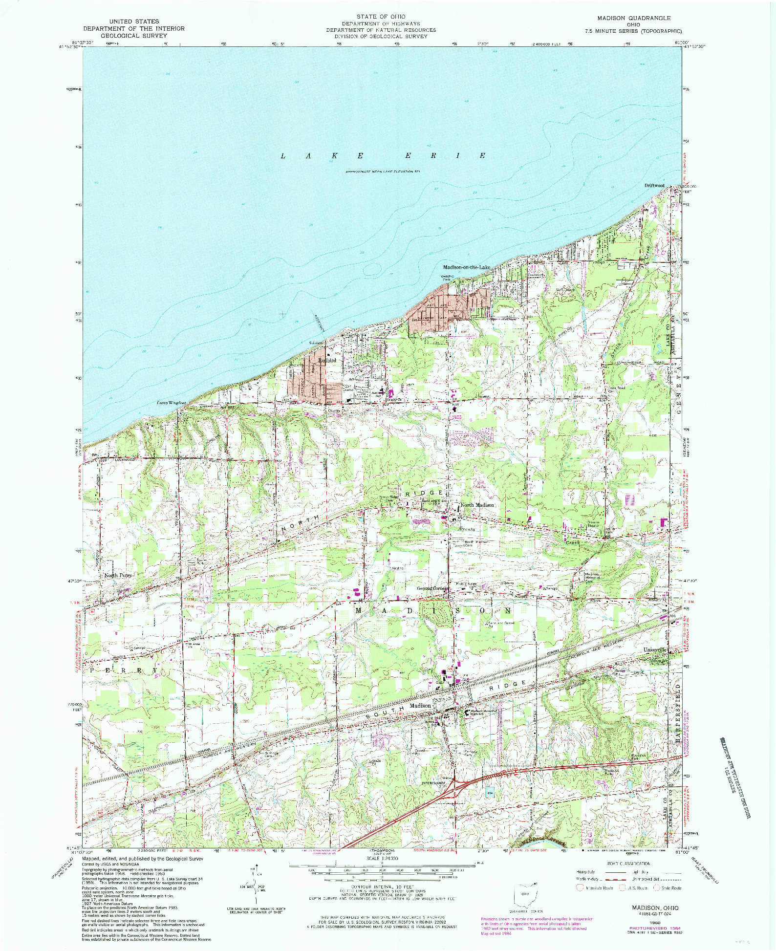USGS 1:24000-SCALE QUADRANGLE FOR MADISON, OH 1960