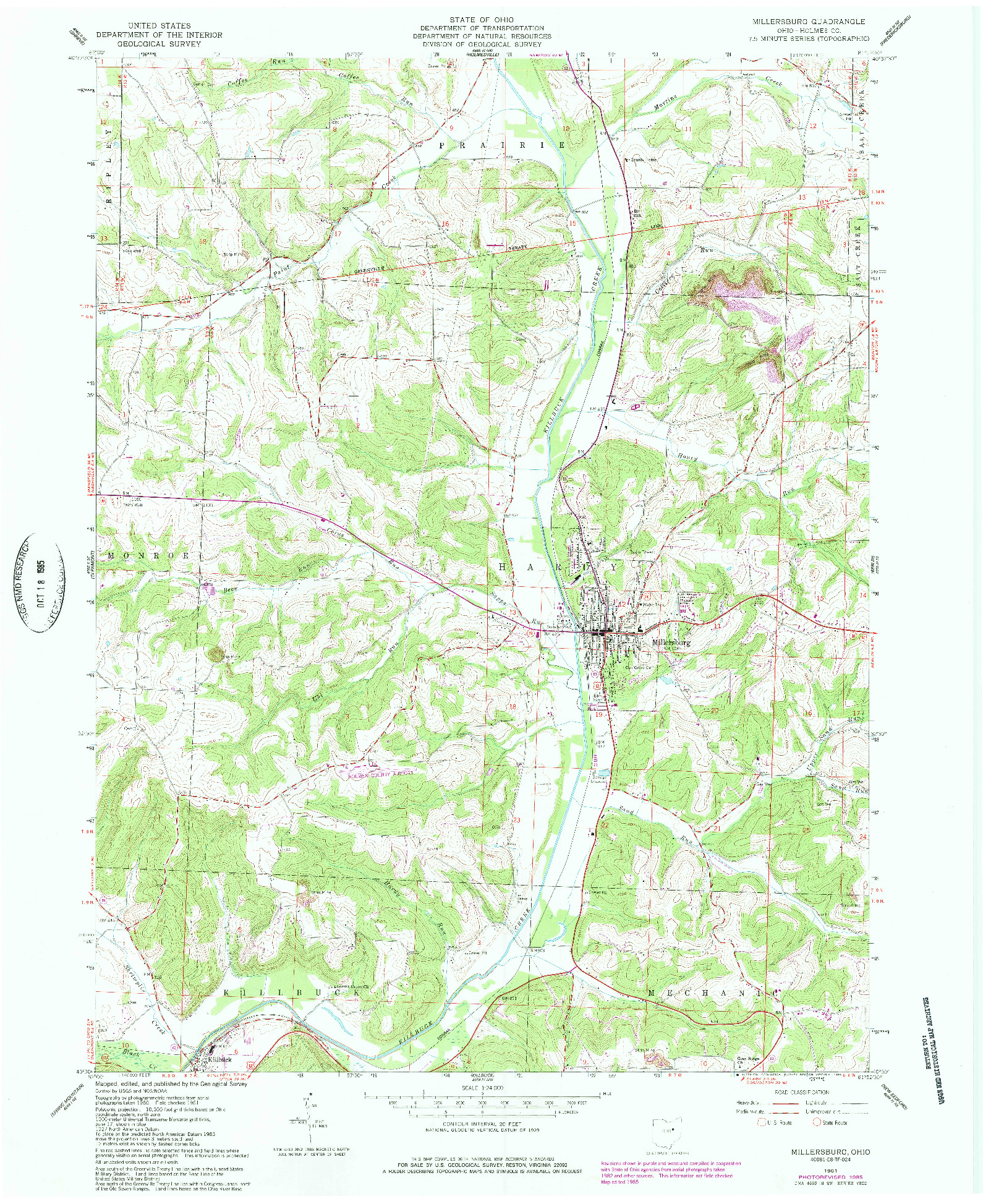 USGS 1:24000-SCALE QUADRANGLE FOR MILLERSBURG, OH 1961
