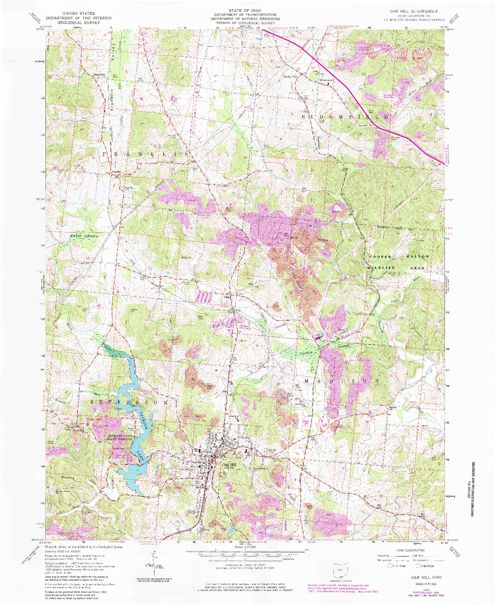 USGS 1:24000-SCALE QUADRANGLE FOR OAK HILL, OH 1961