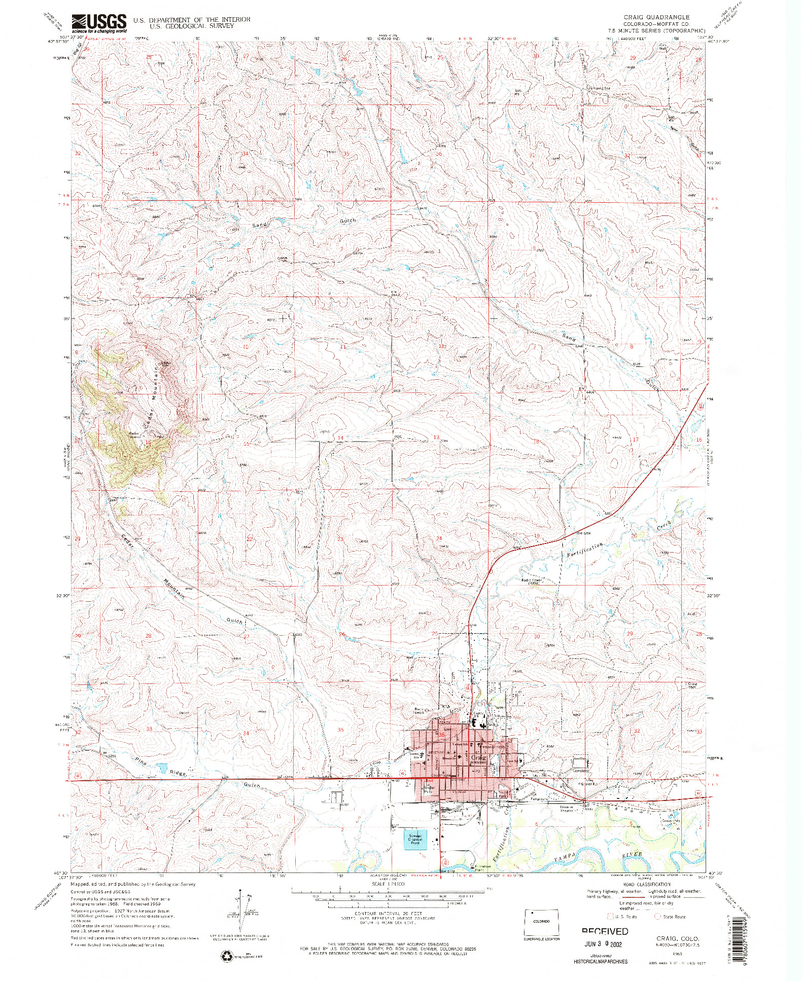 USGS 1:24000-SCALE QUADRANGLE FOR CRAIG, CO 1969