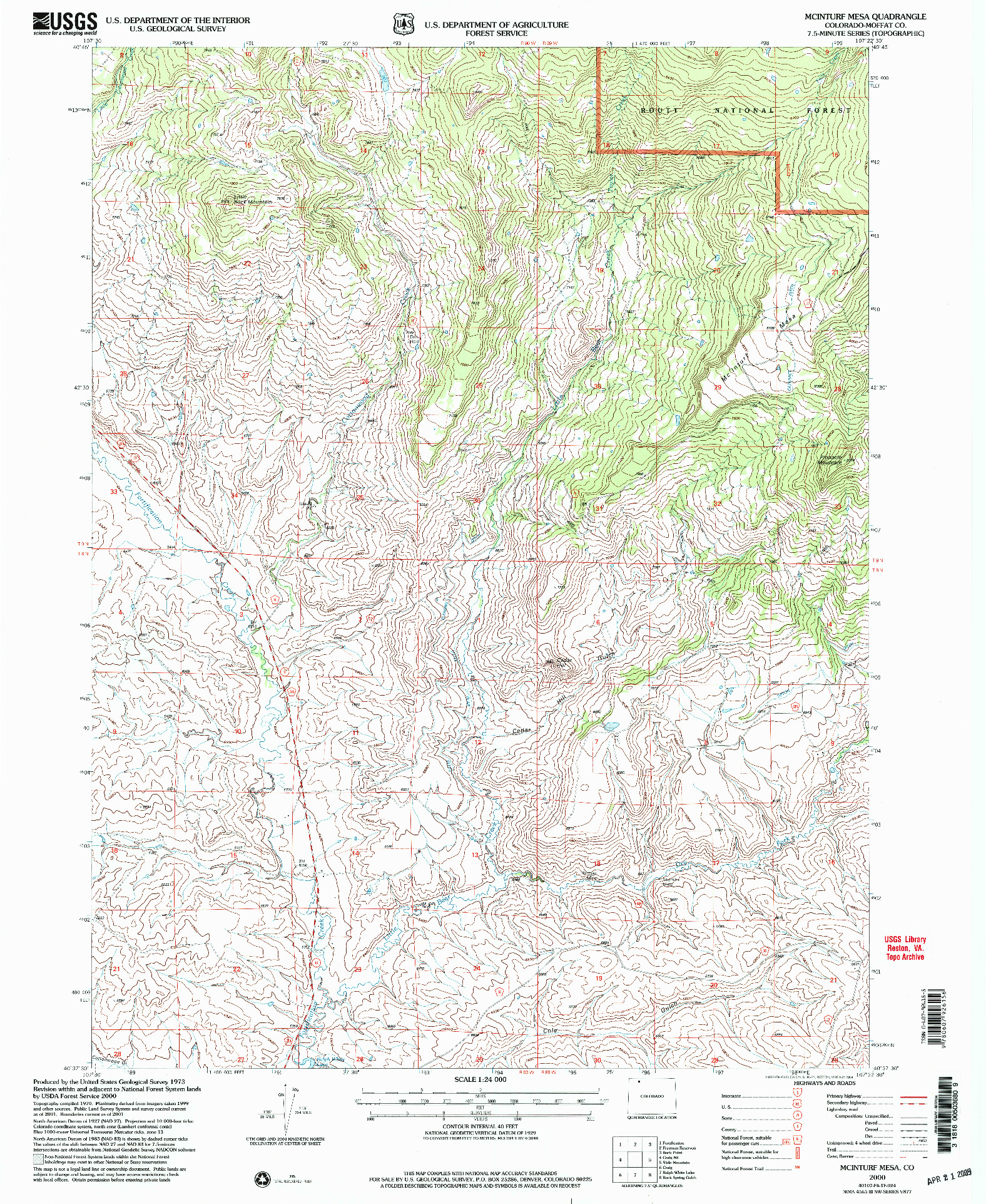 USGS 1:24000-SCALE QUADRANGLE FOR MC INTURF MESA, CO 1971