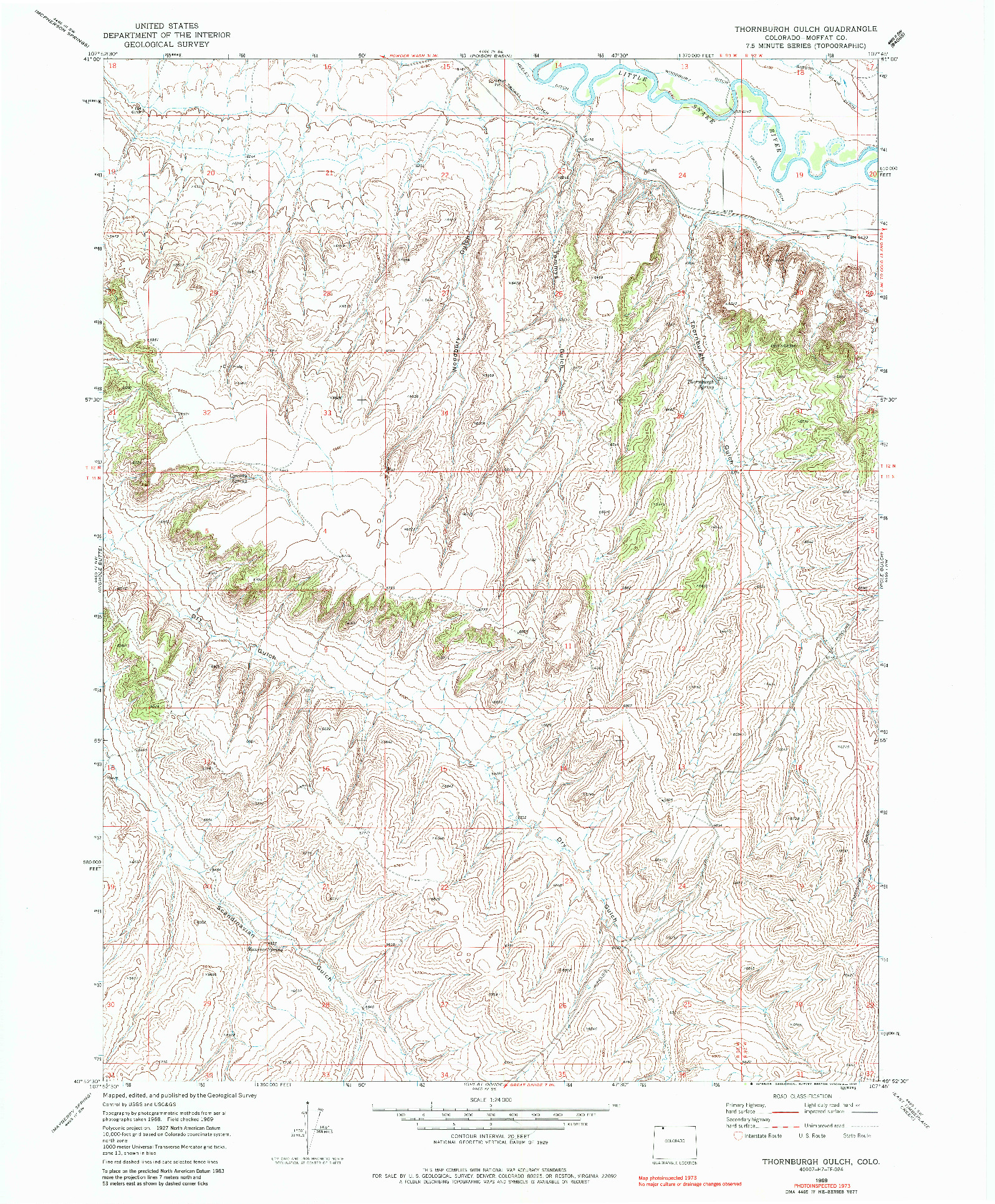 USGS 1:24000-SCALE QUADRANGLE FOR THORNBURGH GULCH, CO 1969