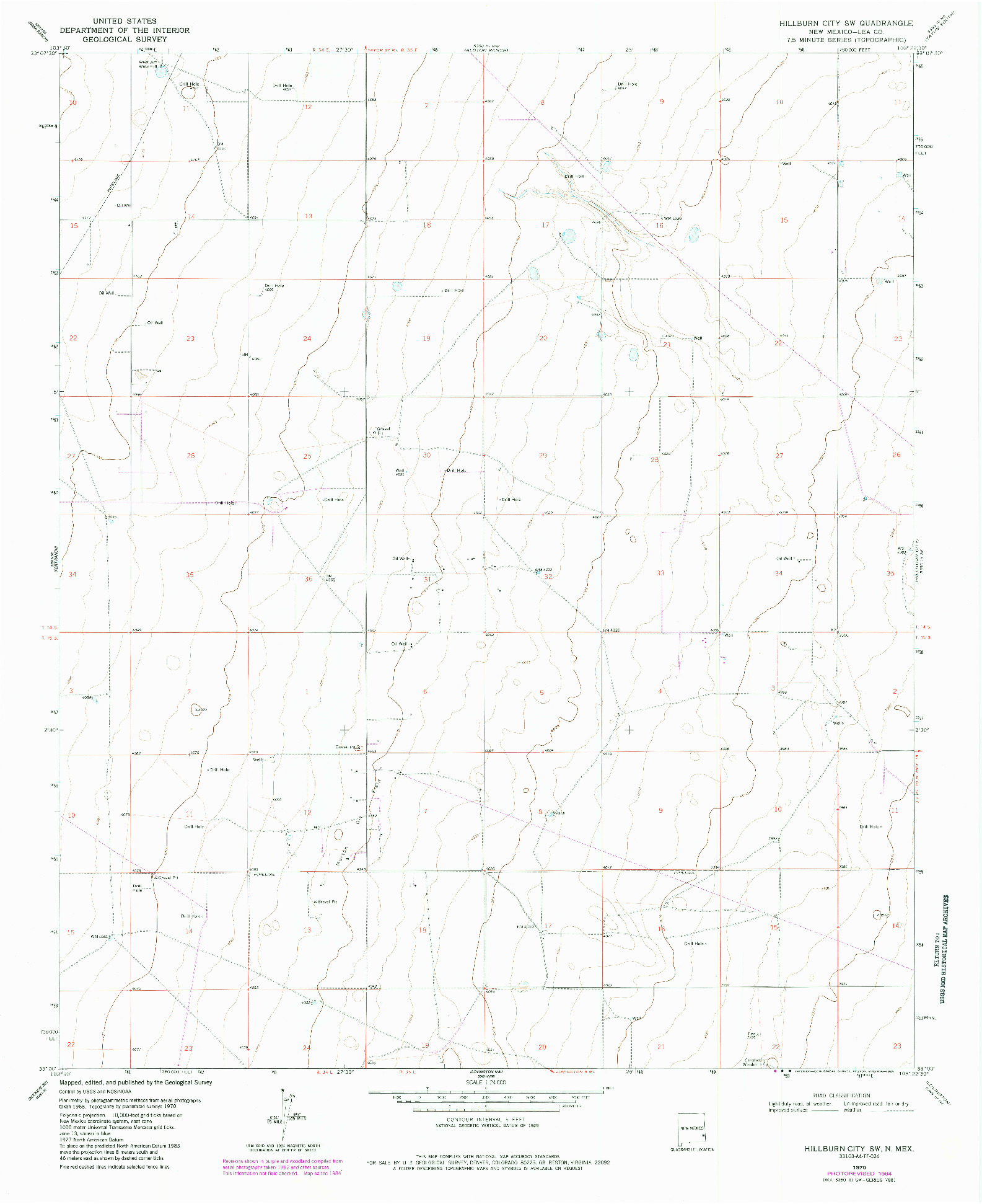 USGS 1:24000-SCALE QUADRANGLE FOR HILLBURN CITY SW, NM 1970