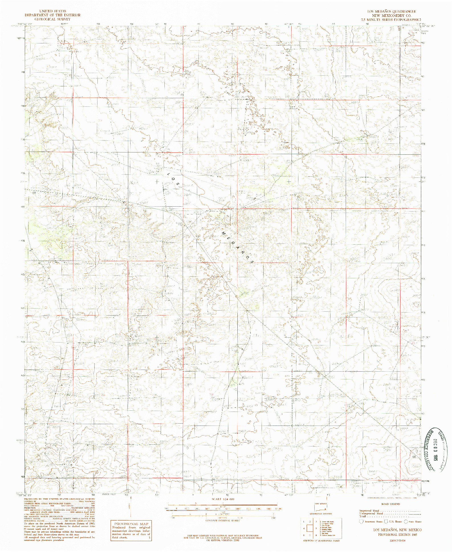 USGS 1:24000-SCALE QUADRANGLE FOR LOS MEDANOS, NM 1985