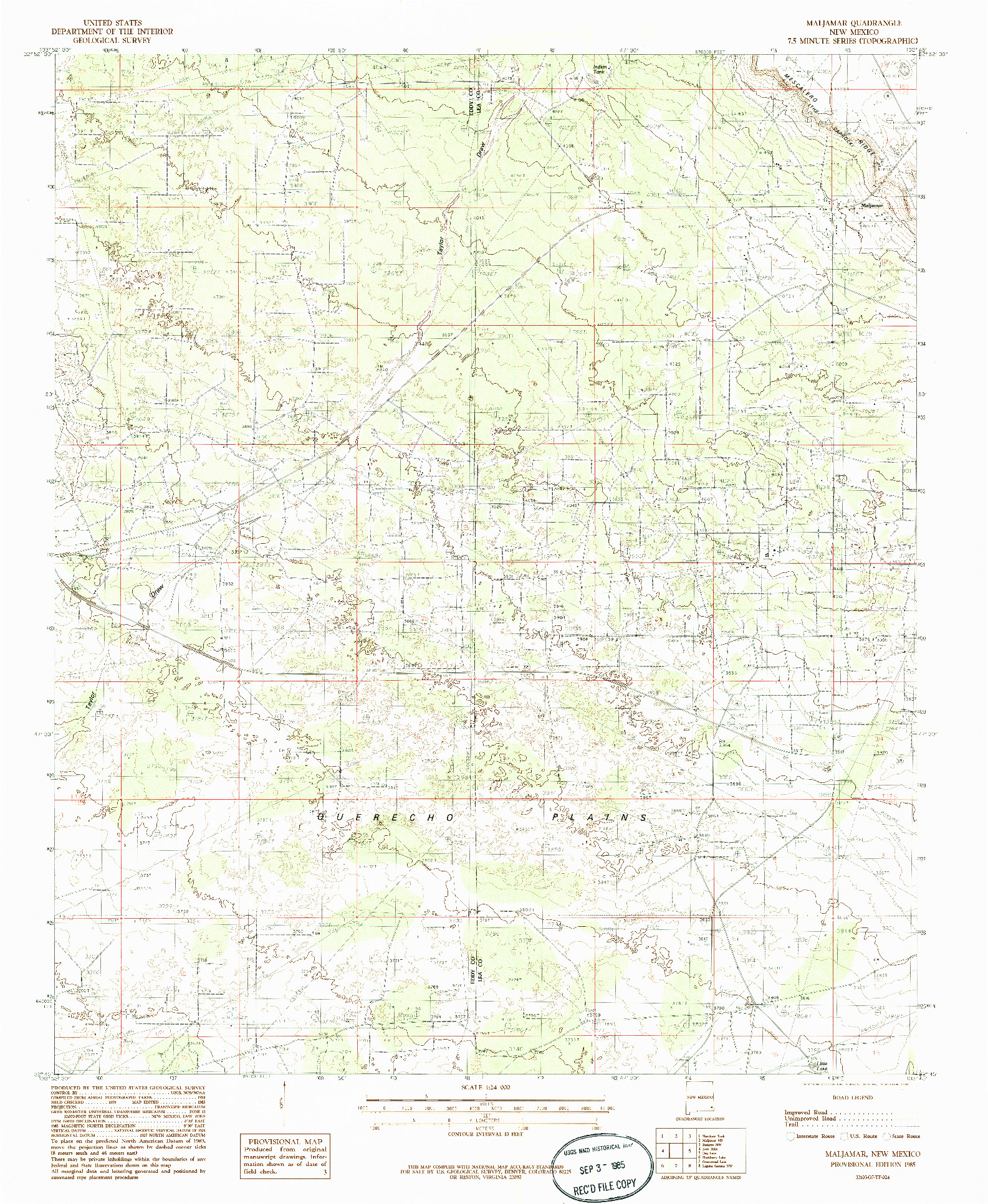 USGS 1:24000-SCALE QUADRANGLE FOR MALJAMAR, NM 1985