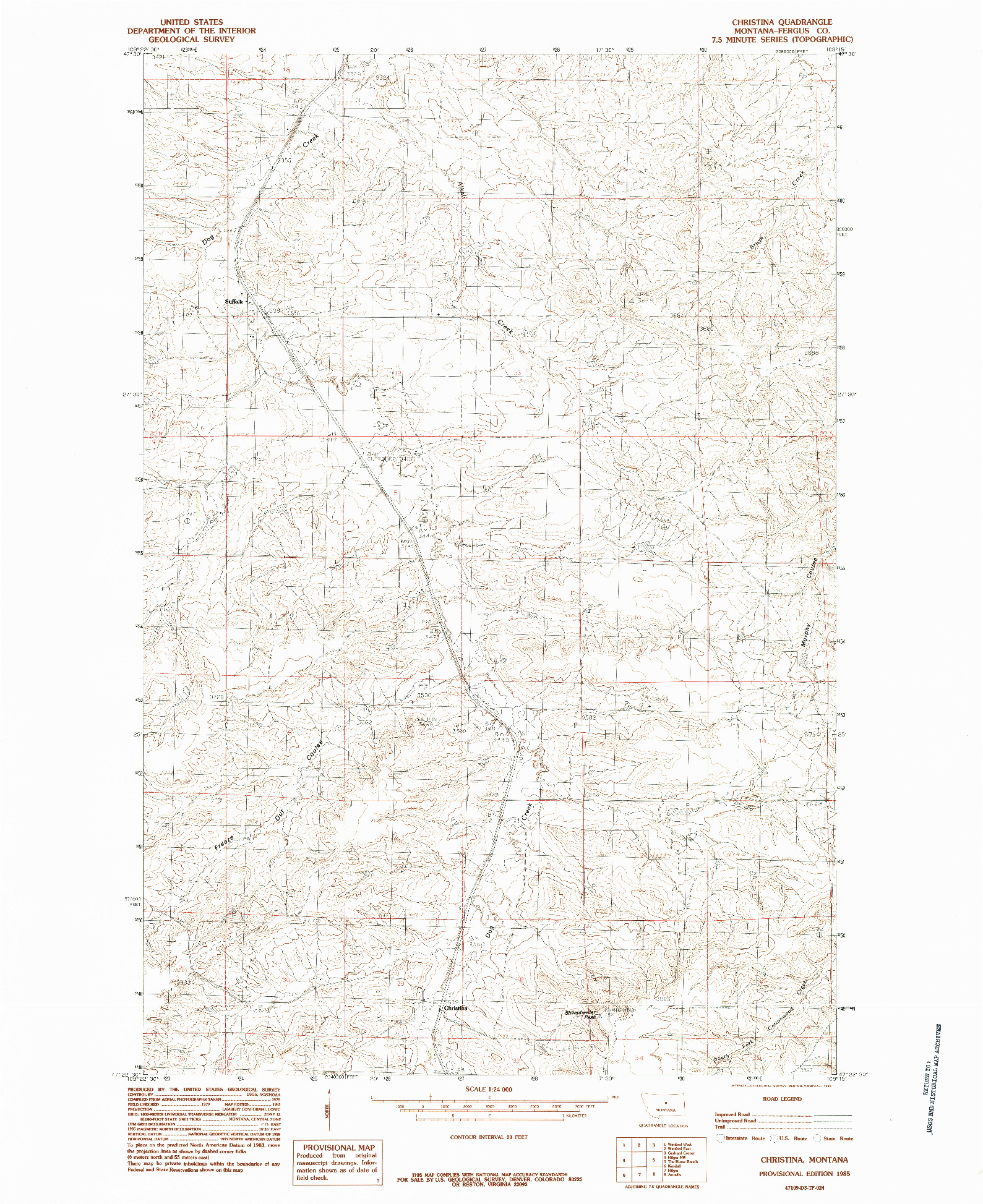 USGS 1:24000-SCALE QUADRANGLE FOR CHRISTINA, MT 1985
