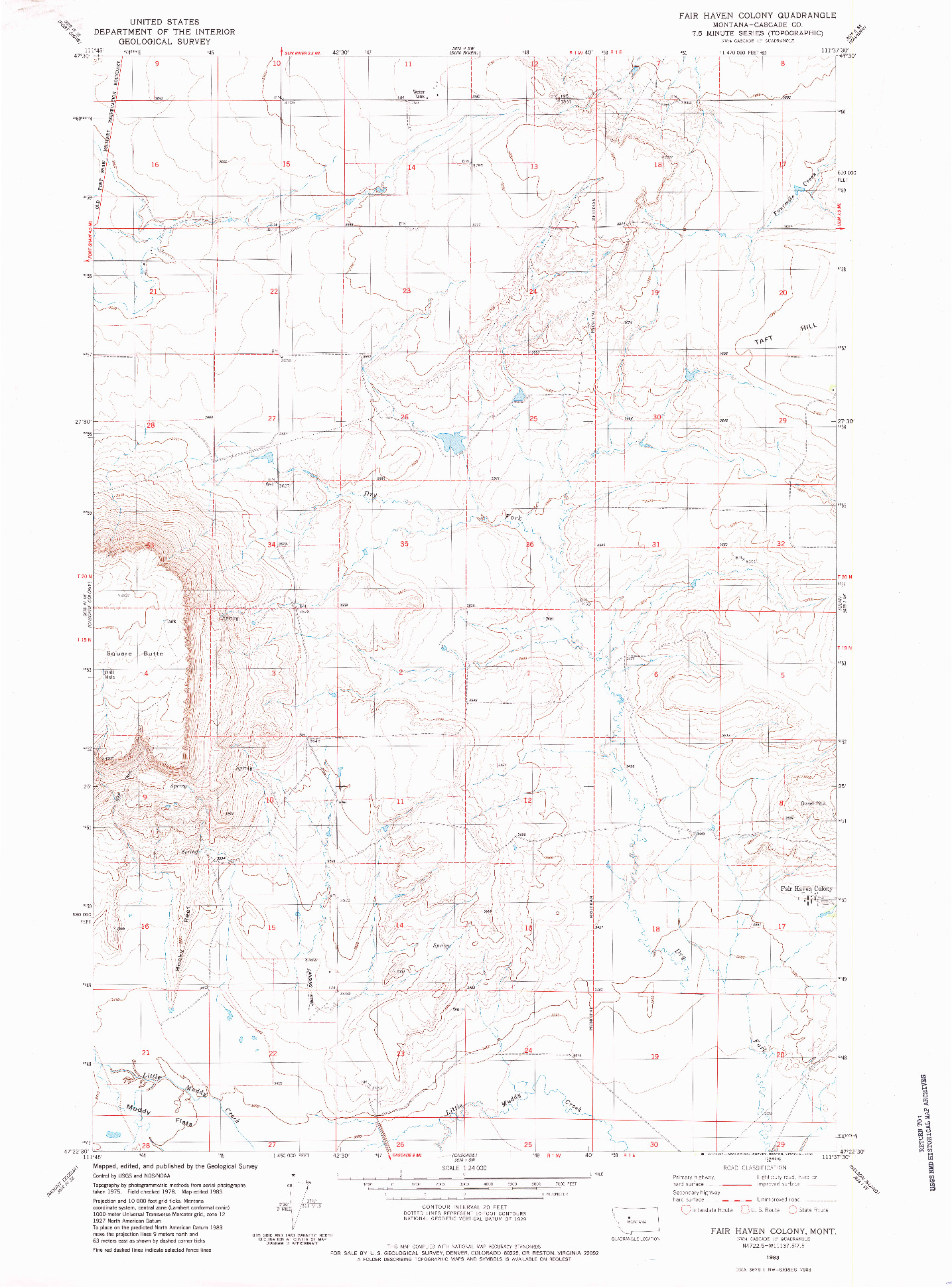 USGS 1:24000-SCALE QUADRANGLE FOR FAIR HAVEN COLONY, MT 1983