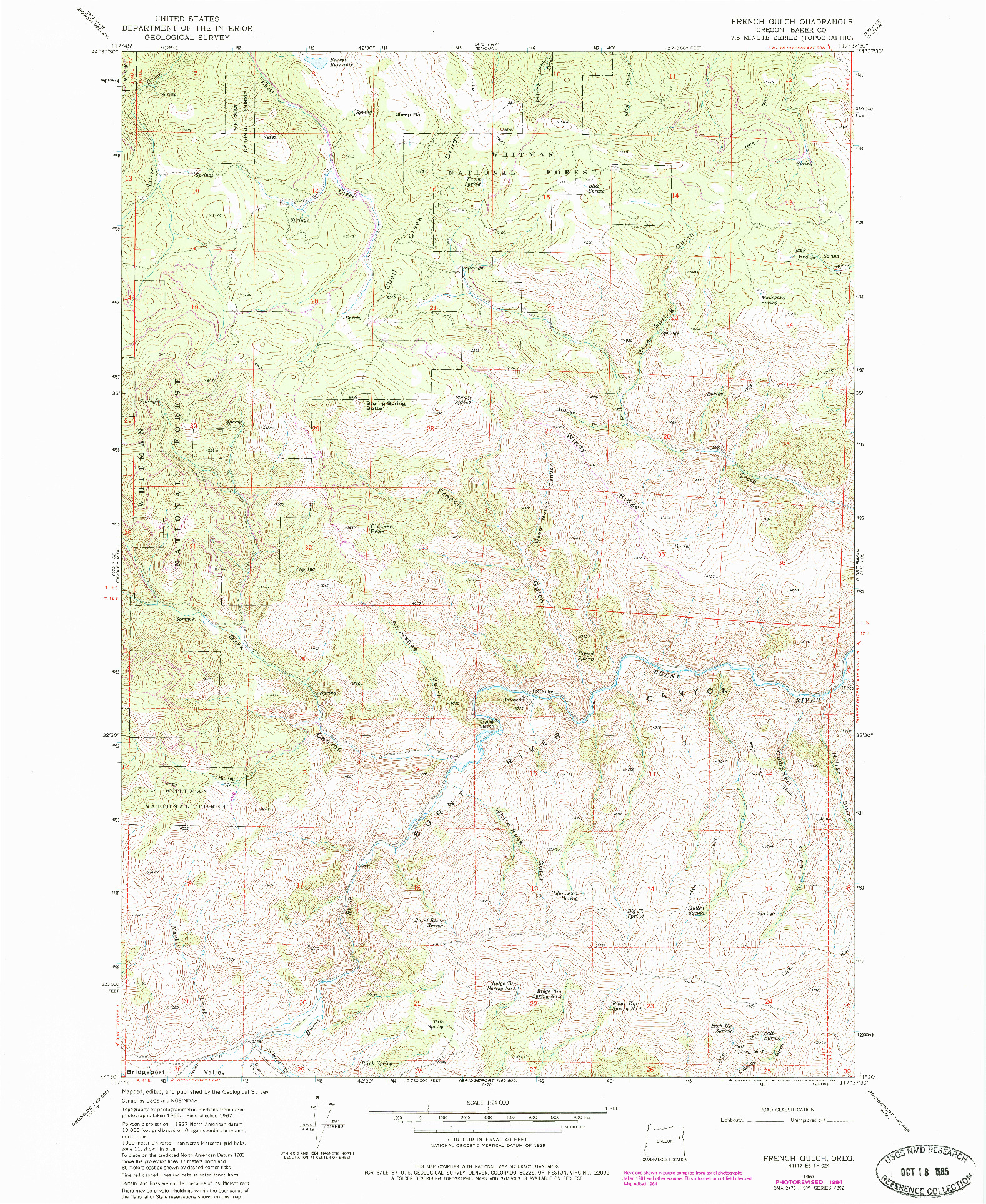 USGS 1:24000-SCALE QUADRANGLE FOR FRENCH GULCH, OR 1967