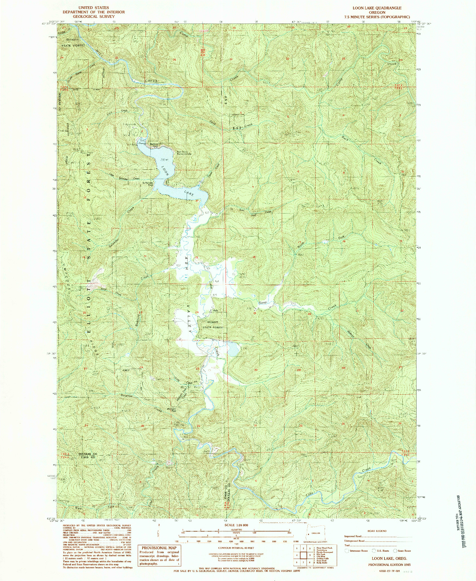 USGS 1:24000-SCALE QUADRANGLE FOR LOON LAKE, OR 1985
