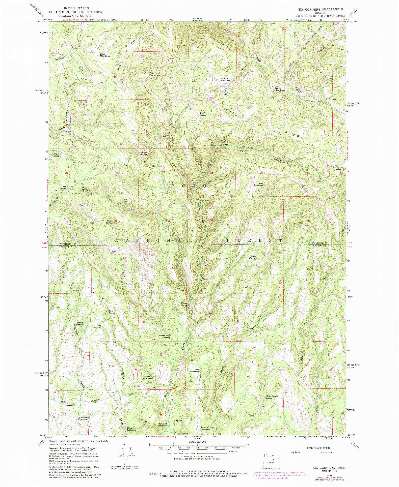 USGS 1:24000-SCALE QUADRANGLE FOR SIX CORNERS, OR 1966