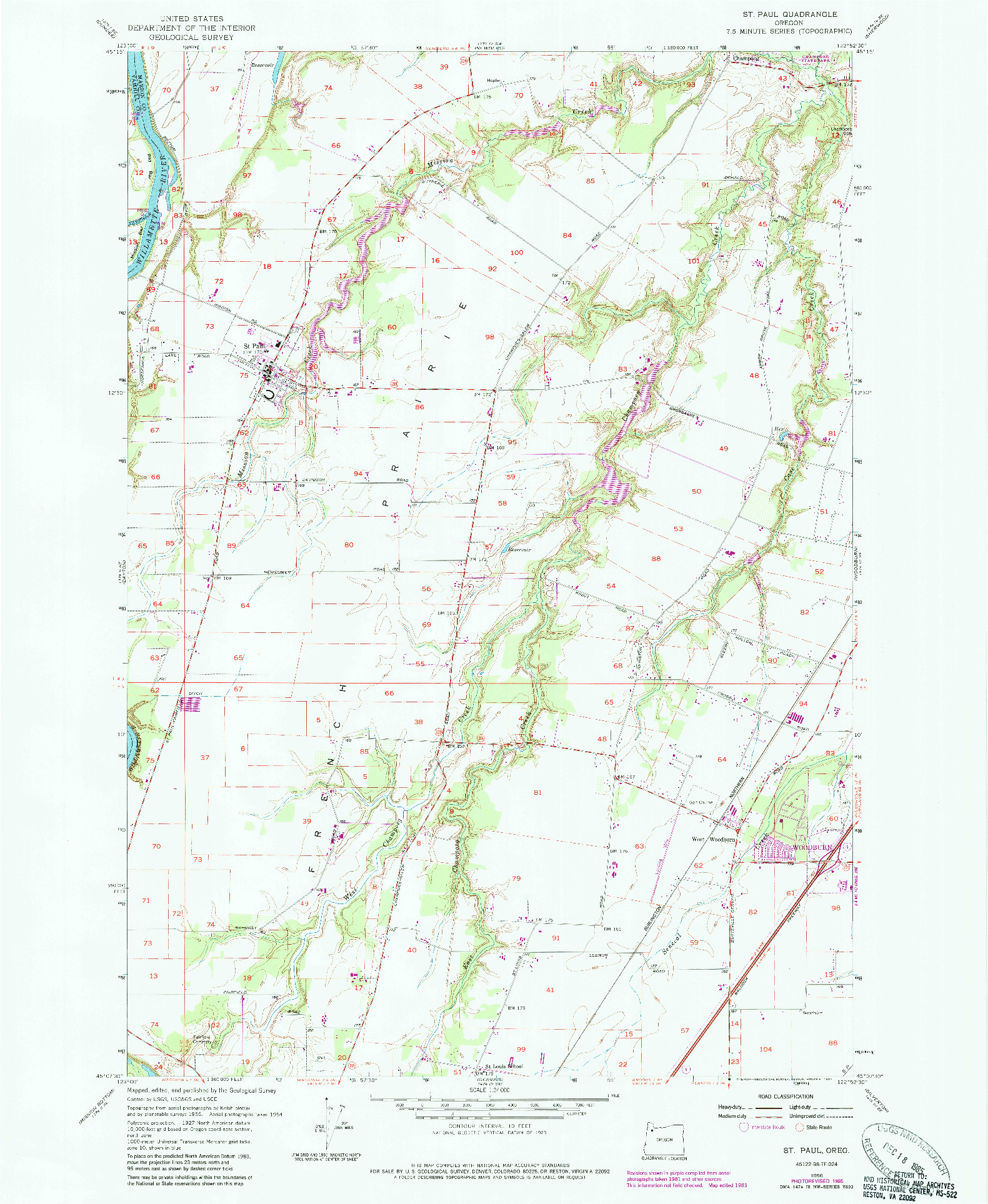 USGS 1:24000-SCALE QUADRANGLE FOR ST. PAUL, OR 1956