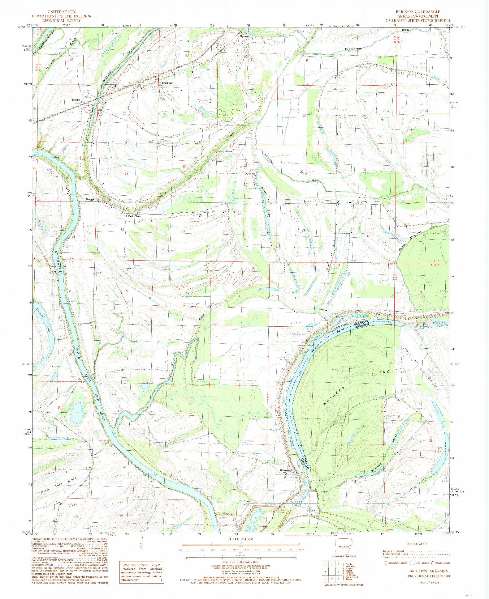 USGS 1:24000-SCALE QUADRANGLE FOR BRICKEYS, AR 1984
