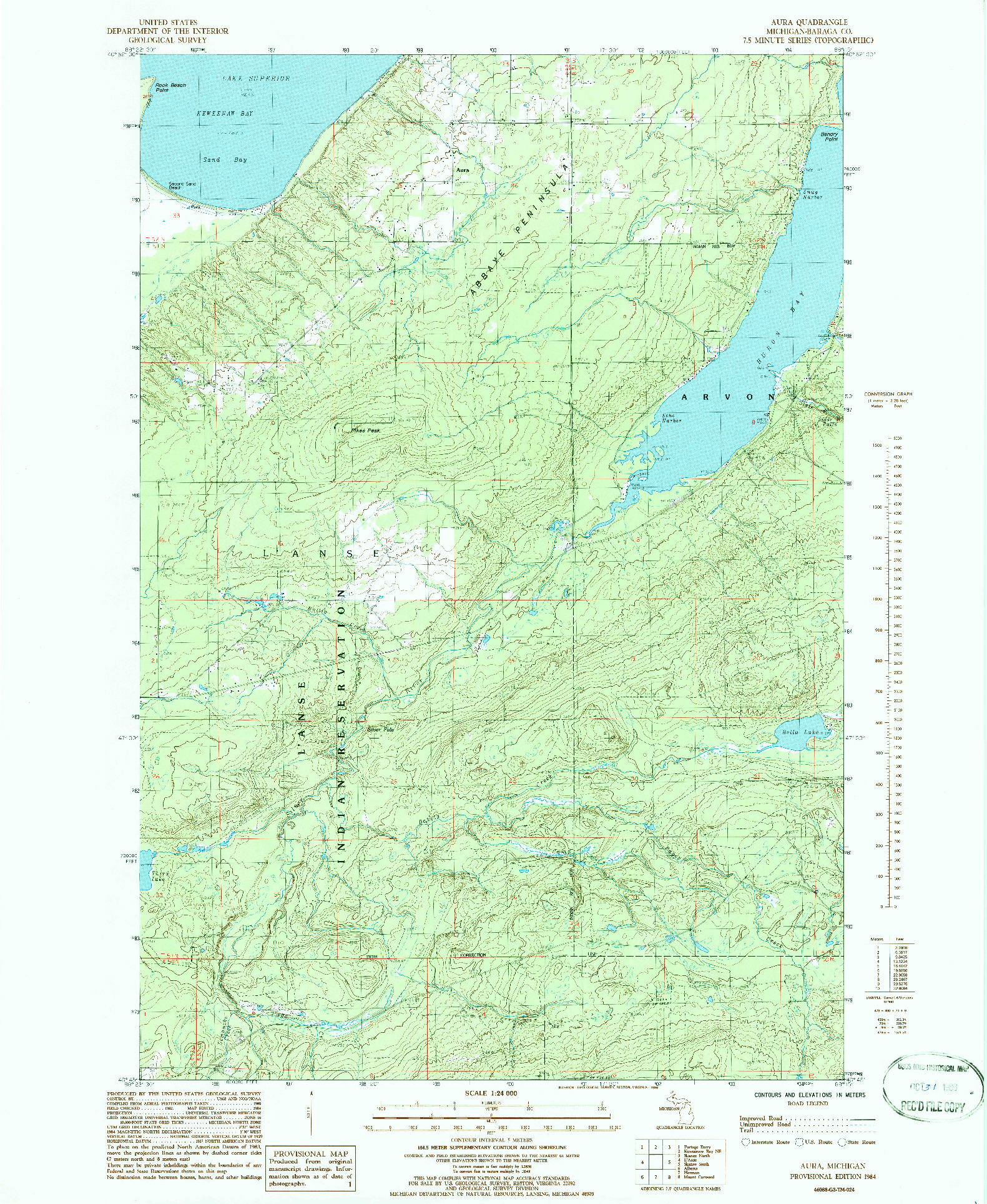 USGS 1:24000-SCALE QUADRANGLE FOR AURA, MI 1984