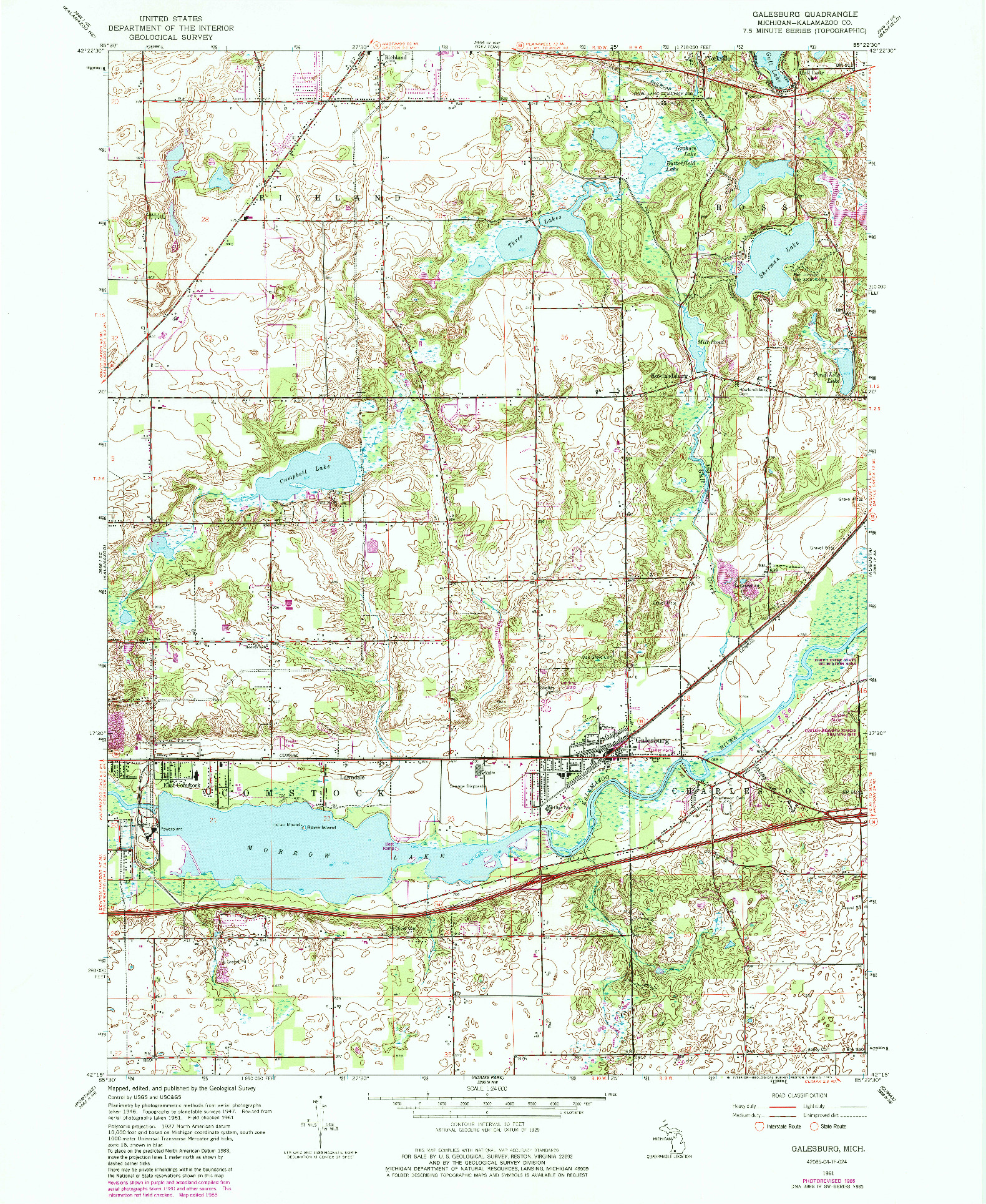 USGS 1:24000-SCALE QUADRANGLE FOR GALESBURG, MI 1961