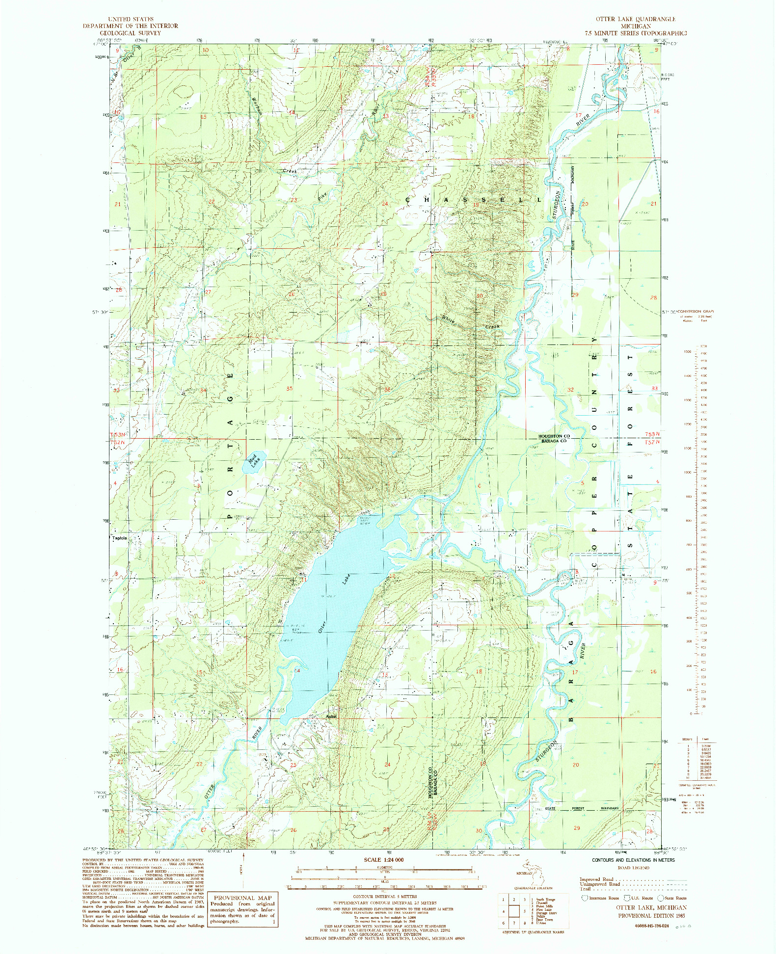 USGS 1:24000-SCALE QUADRANGLE FOR OTTER LAKE, MI 1985
