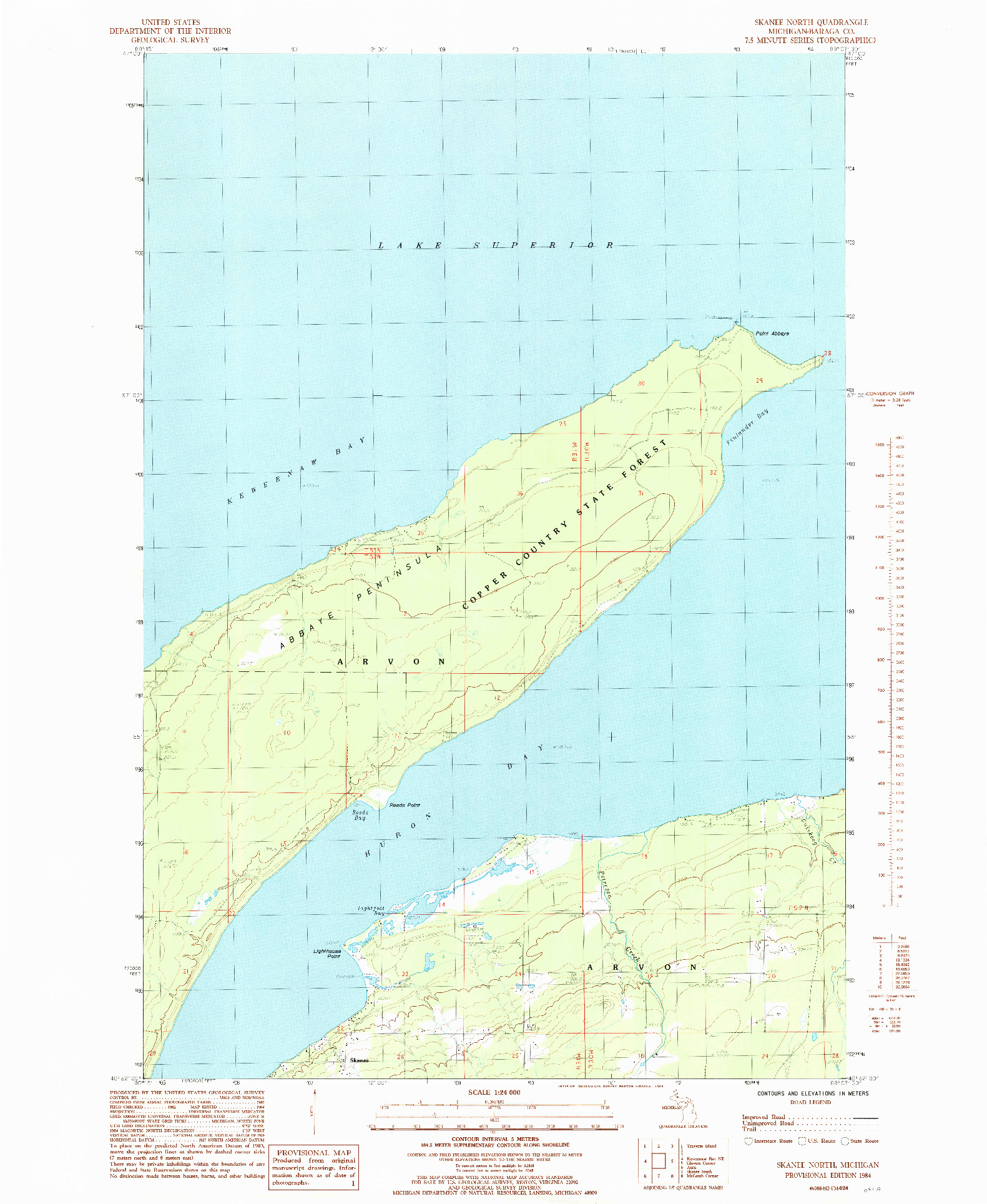 USGS 1:24000-SCALE QUADRANGLE FOR SKANEE NORTH, MI 1984