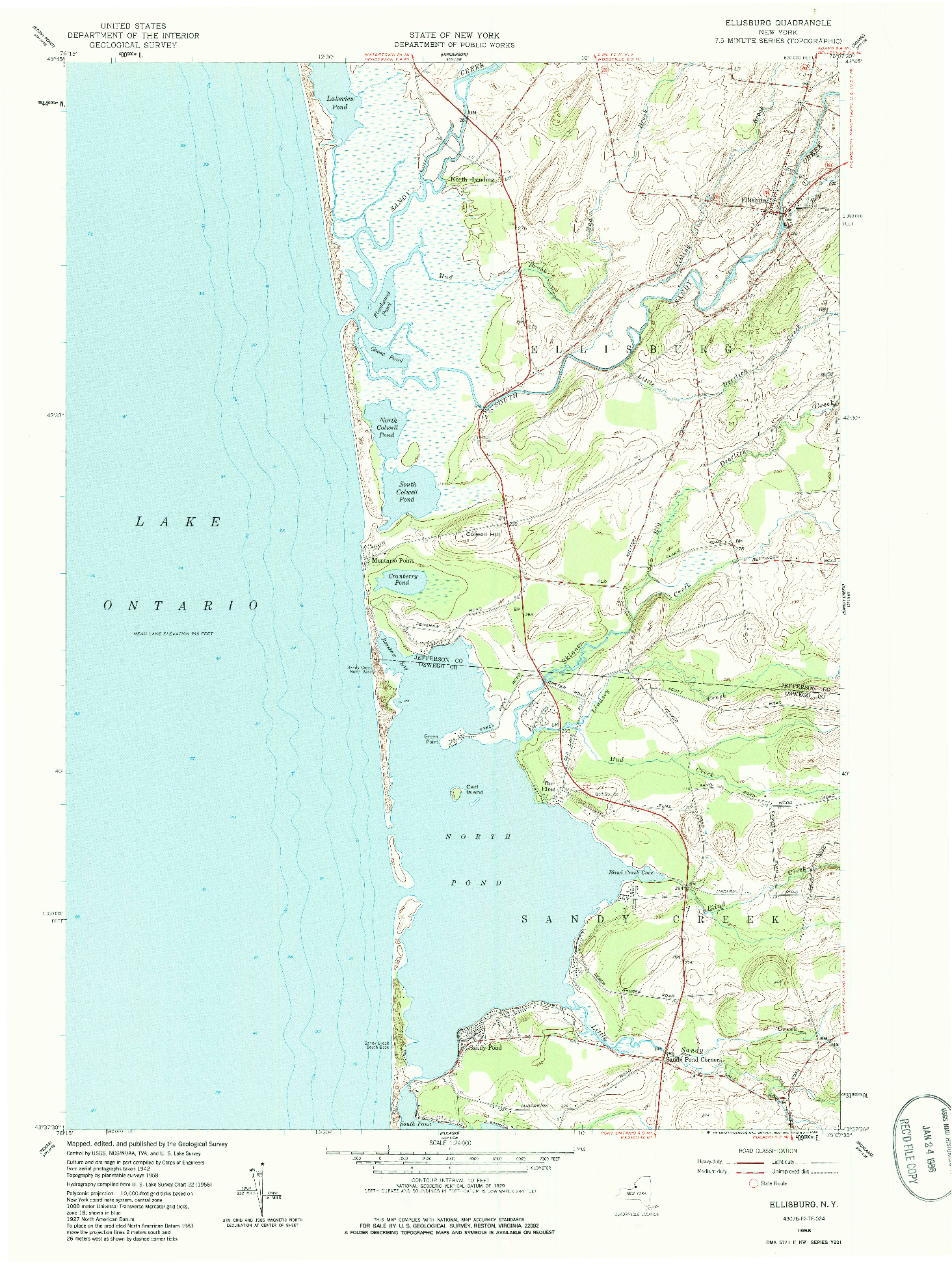 USGS 1:24000-SCALE QUADRANGLE FOR ELLISBURG, NY 1958