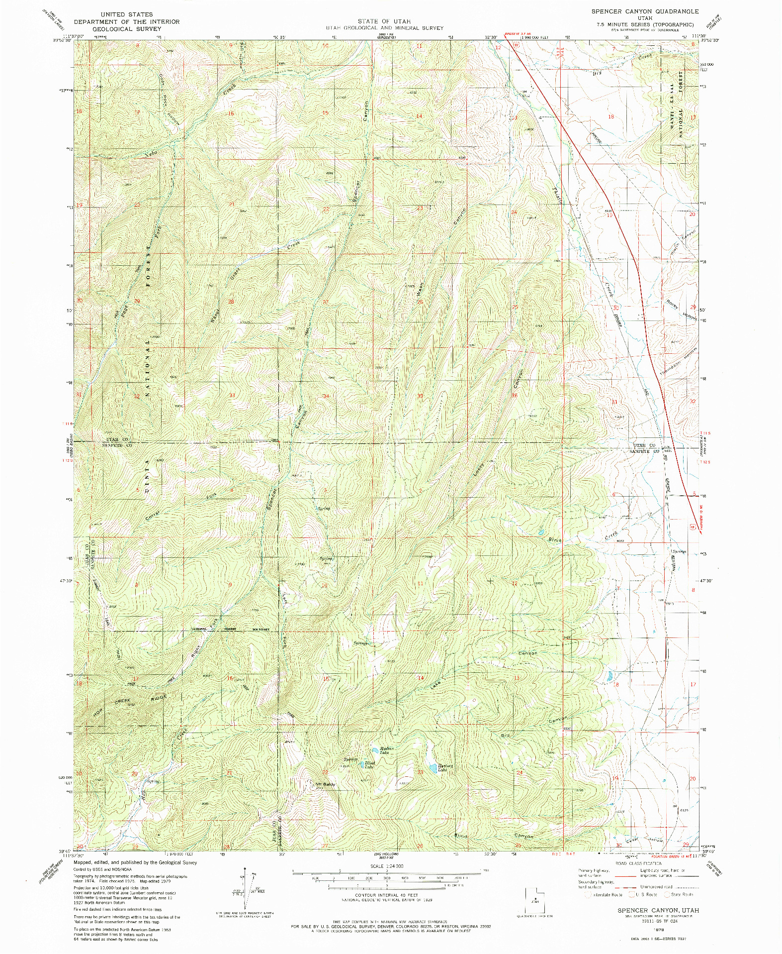USGS 1:24000-SCALE QUADRANGLE FOR SPENCER CANYON, UT 1979