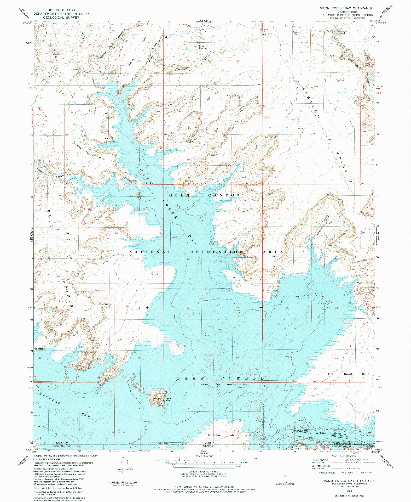 USGS 1:24000-SCALE QUADRANGLE FOR WARM CREEK BAY, UT 1985