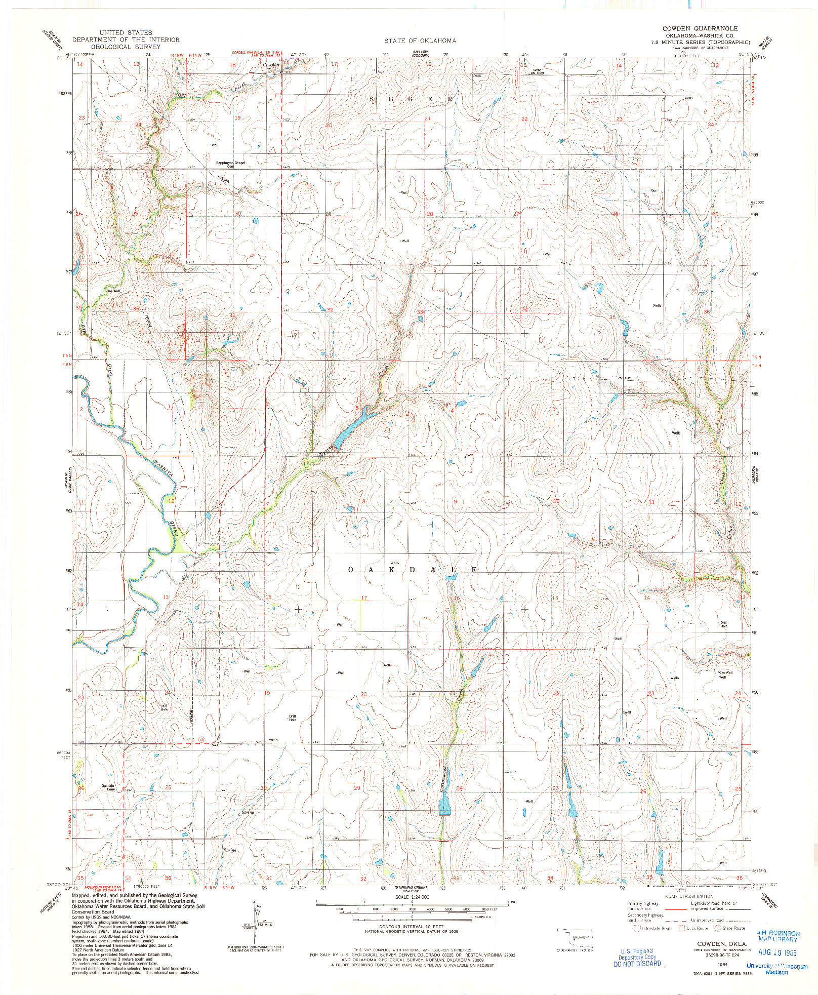 USGS 1:24000-SCALE QUADRANGLE FOR COWDEN, OK 1984