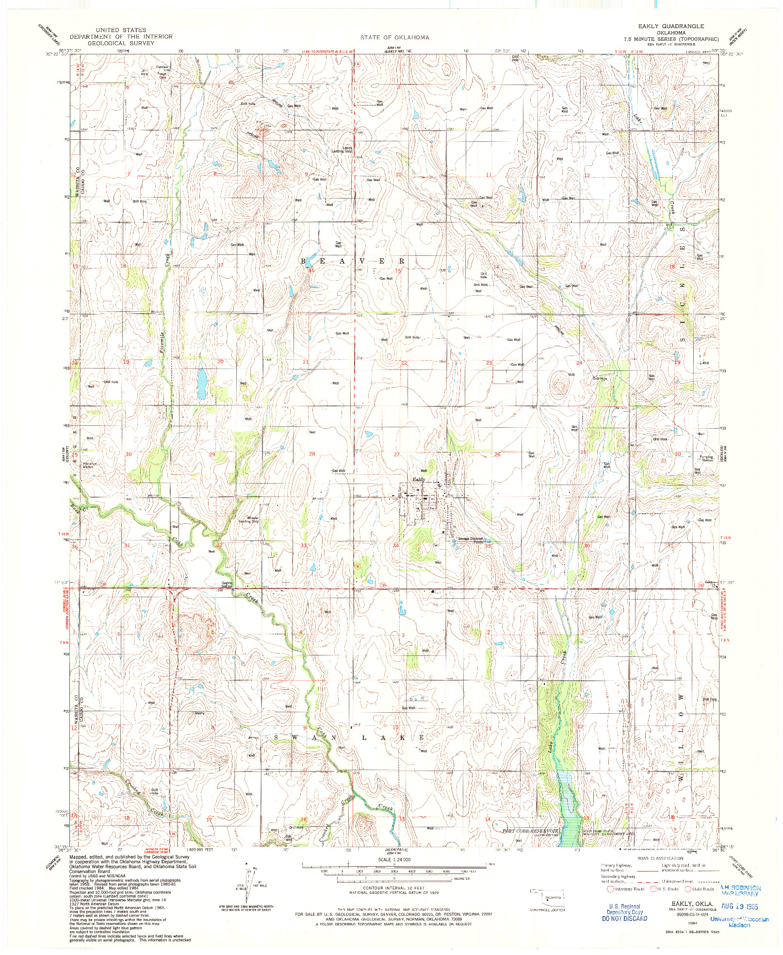 USGS 1:24000-SCALE QUADRANGLE FOR EAKLY, OK 1984
