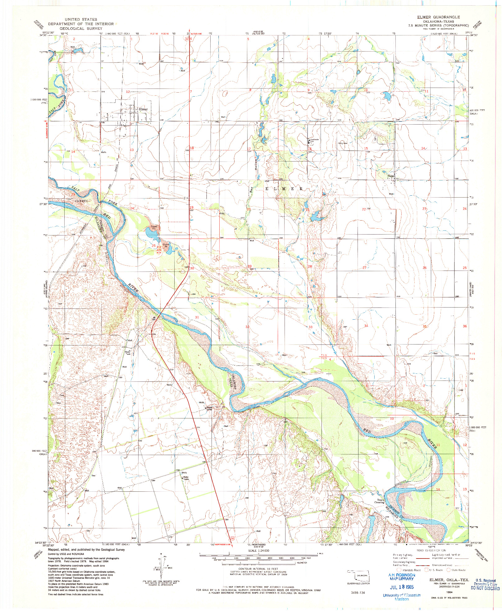 USGS 1:24000-SCALE QUADRANGLE FOR ELMER, OK 1984