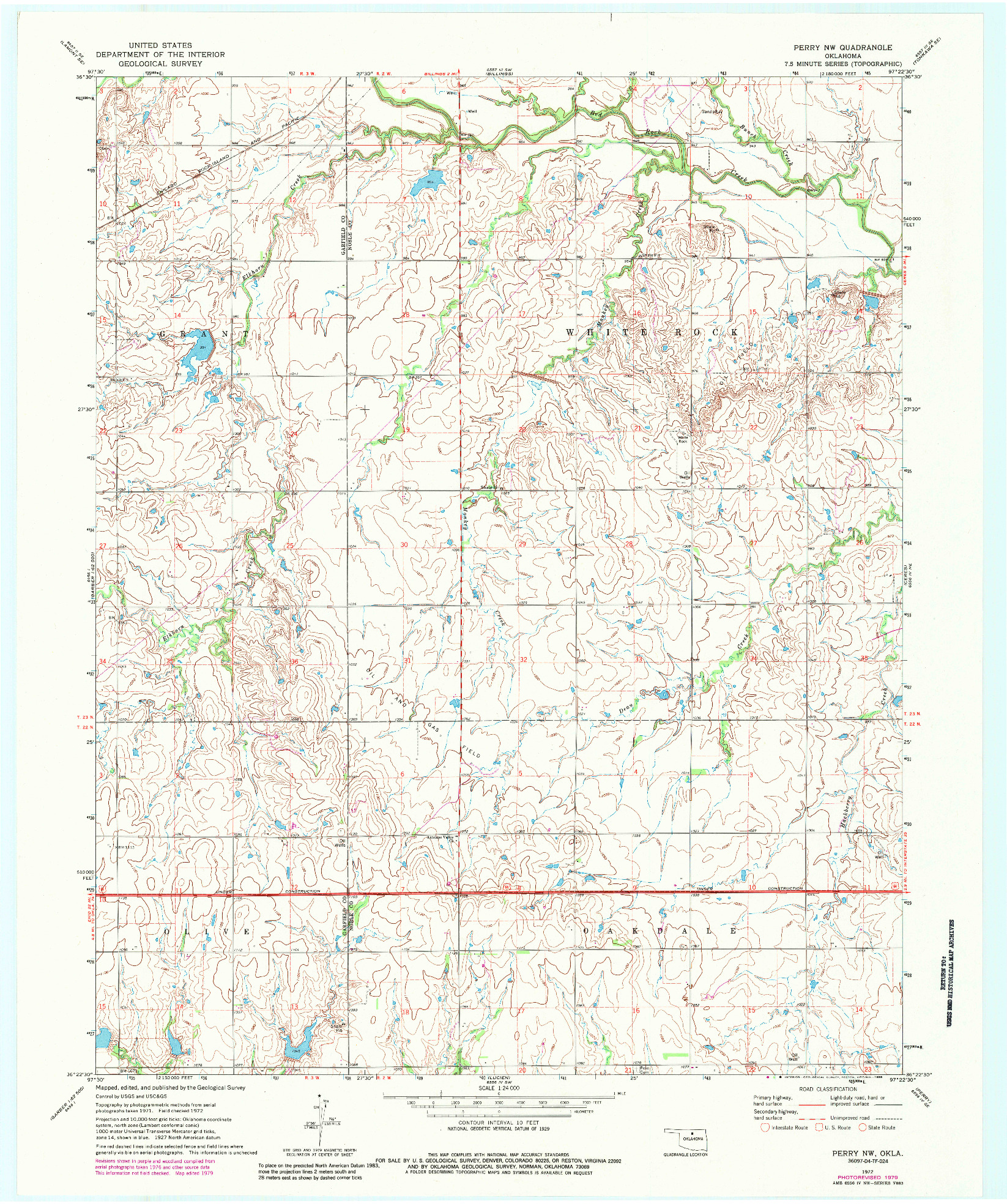 USGS 1:24000-SCALE QUADRANGLE FOR PERRY NW, OK 1972