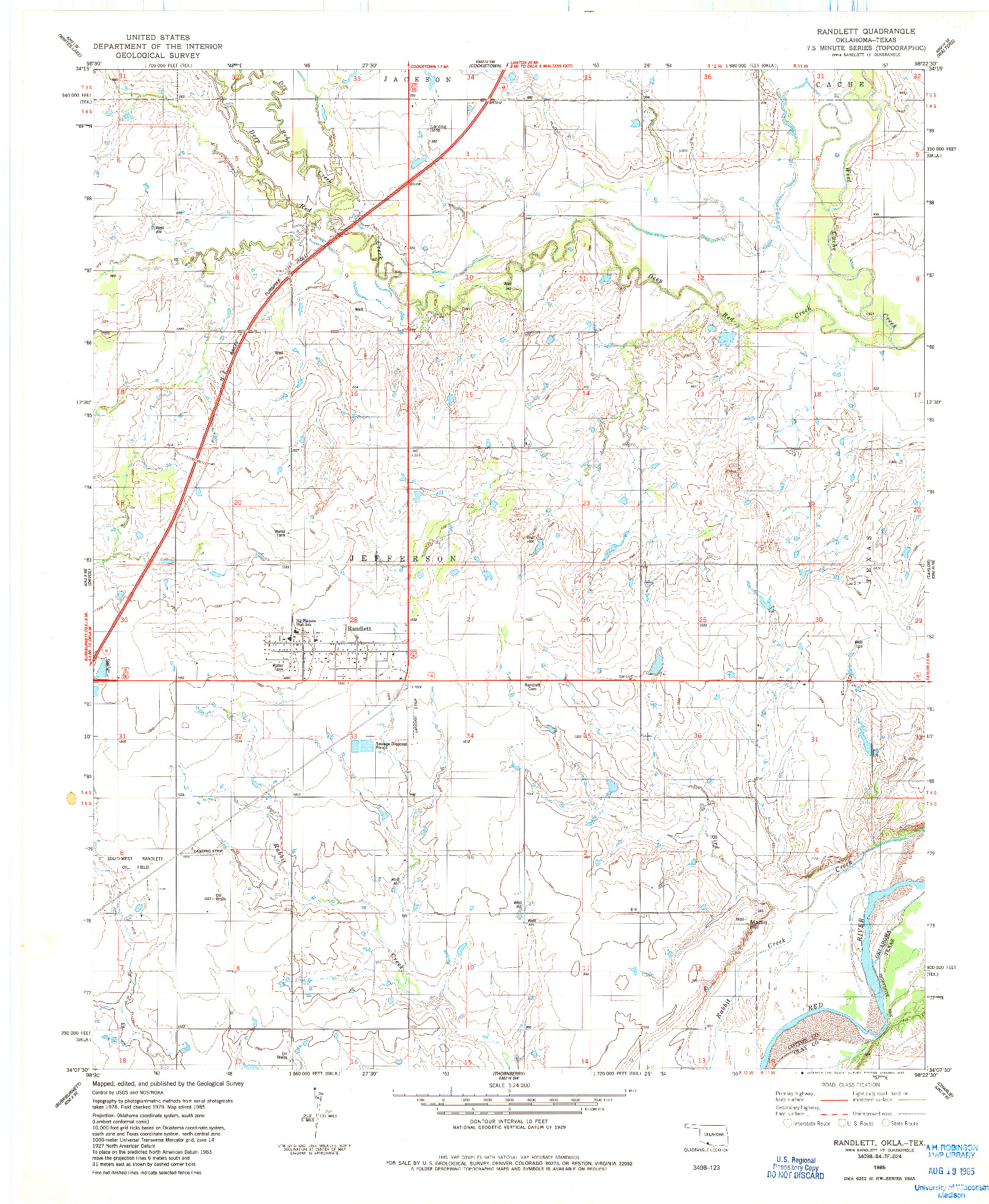 USGS 1:24000-SCALE QUADRANGLE FOR RANDLETT, OK 1985