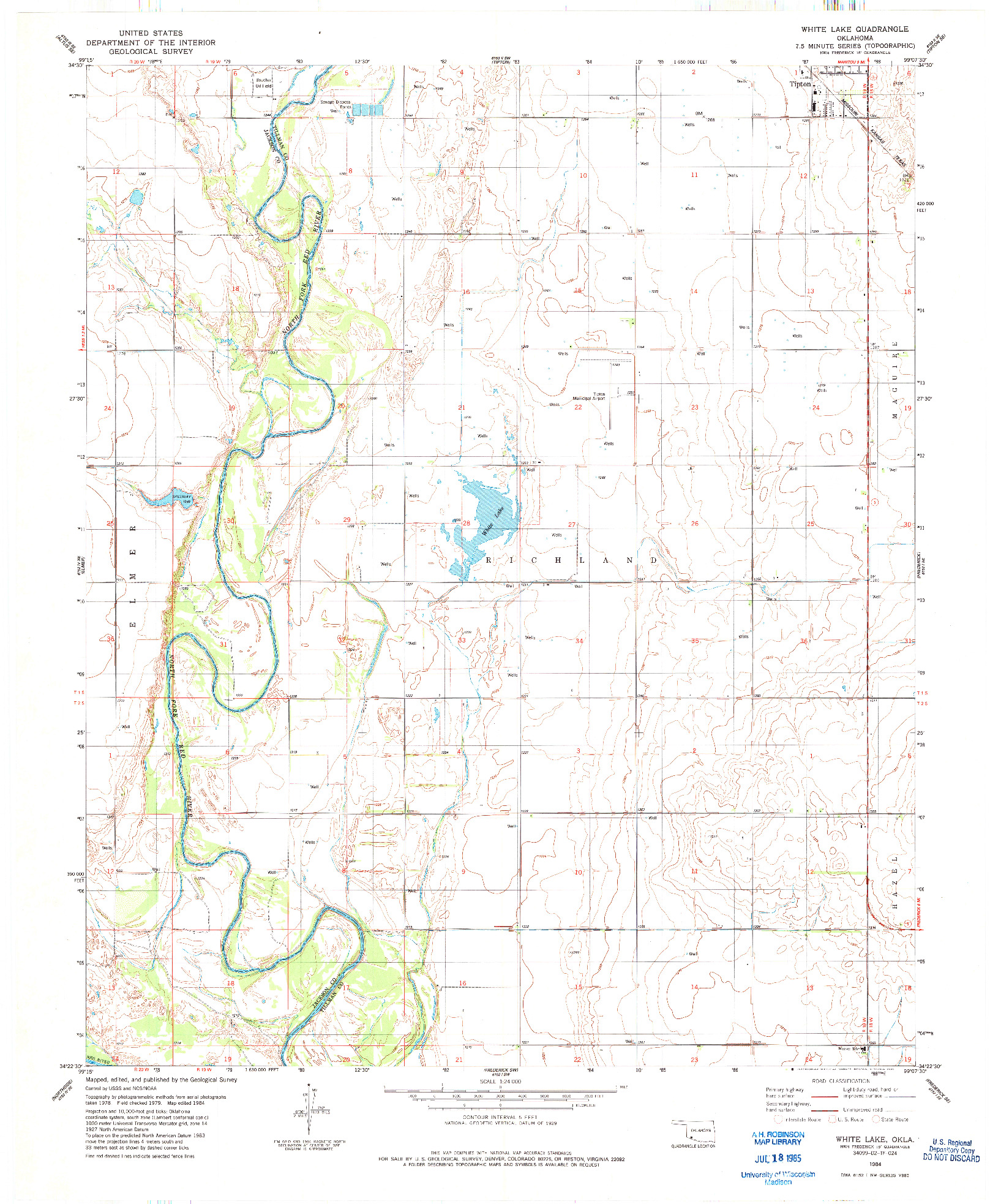USGS 1:24000-SCALE QUADRANGLE FOR WHITE LAKE, OK 1984