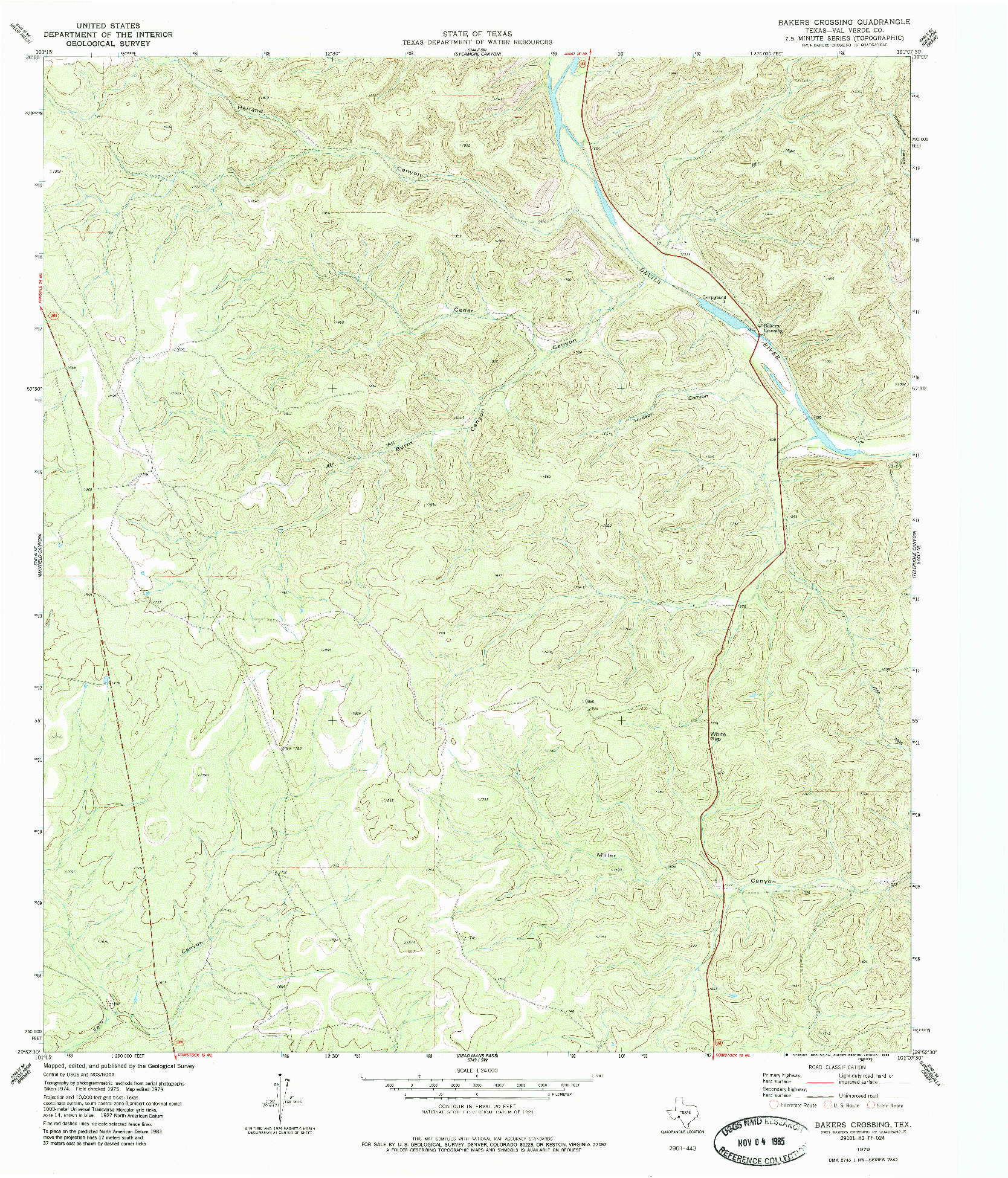 USGS 1:24000-SCALE QUADRANGLE FOR BAKERS CROSSING, TX 1979