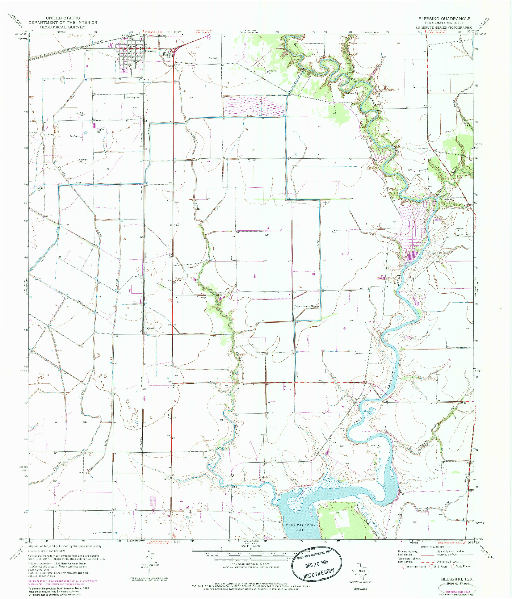 USGS 1:24000-SCALE QUADRANGLE FOR BLESSING, TX 1972