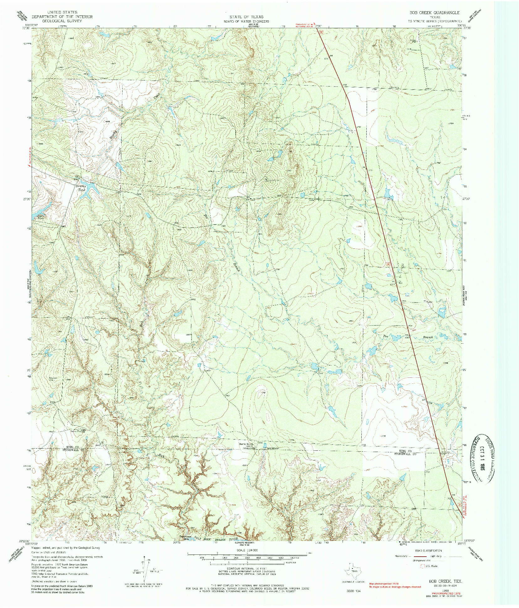 USGS 1:24000-SCALE QUADRANGLE FOR BOB CREEK, TX 1959