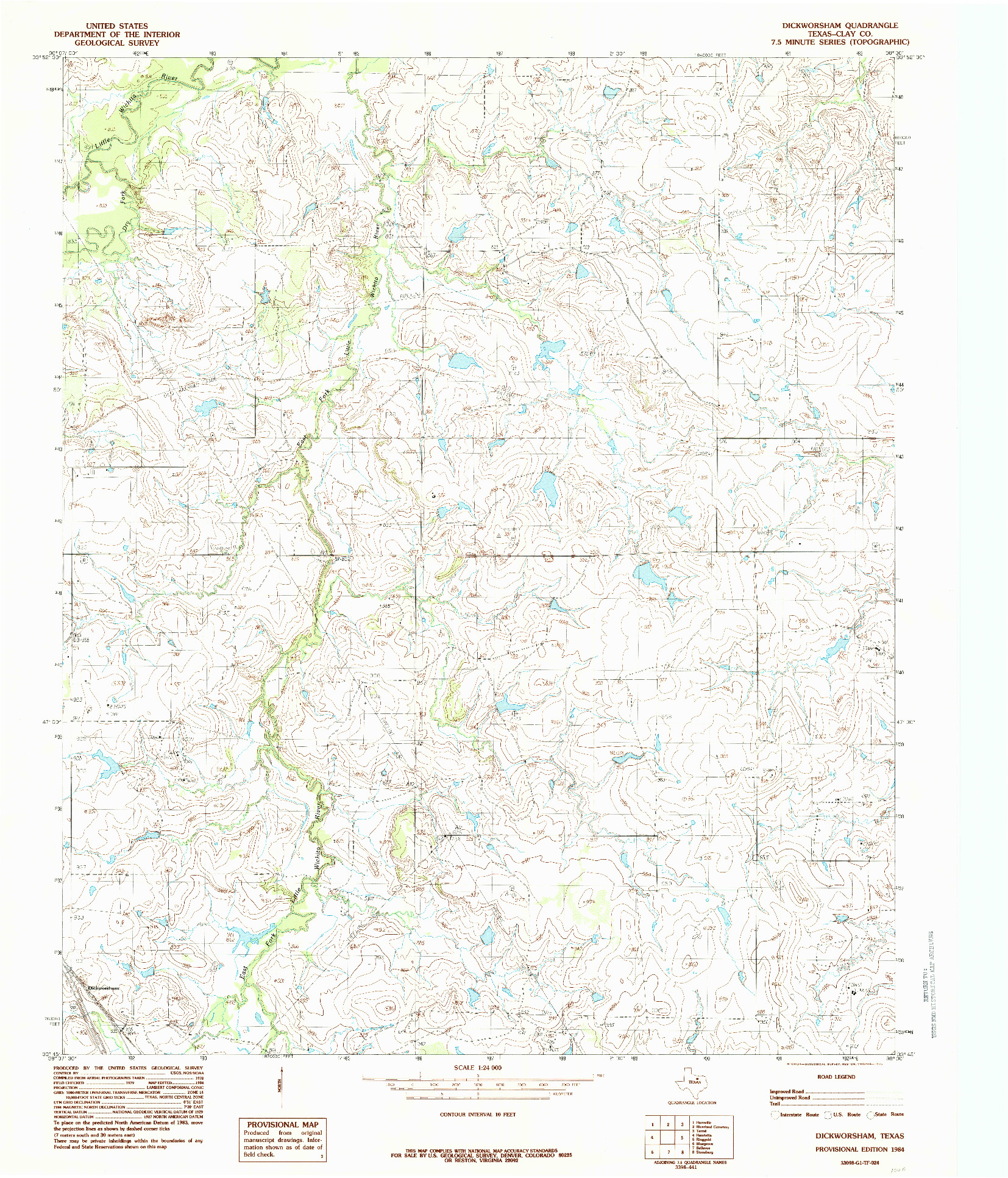 USGS 1:24000-SCALE QUADRANGLE FOR DICKWORSHAM, TX 1984