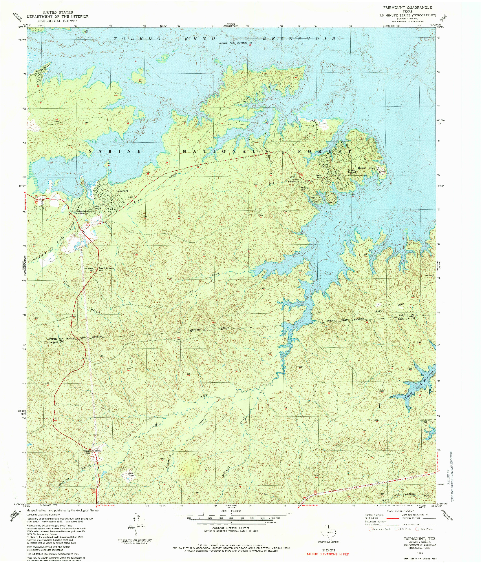 USGS 1:24000-SCALE QUADRANGLE FOR FAIRMOUNT, TX 1985