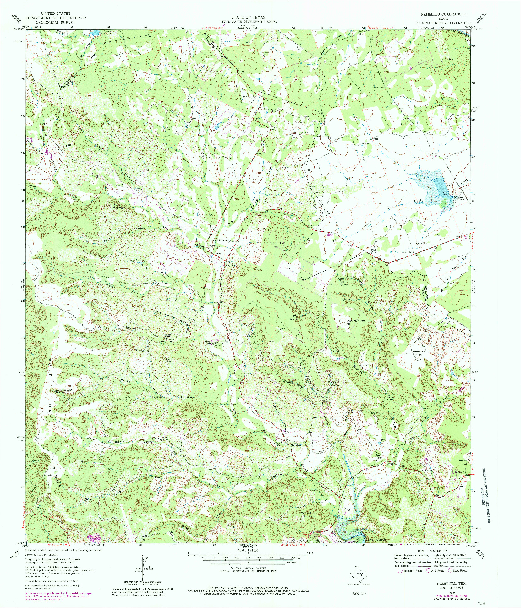 USGS 1:24000-SCALE QUADRANGLE FOR NAMELESS, TX 1962