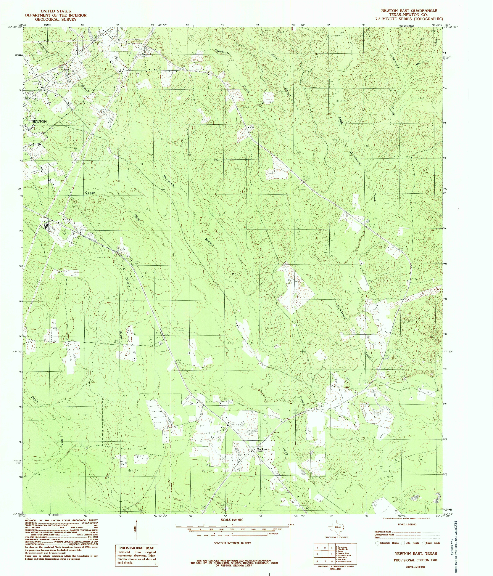 USGS 1:24000-SCALE QUADRANGLE FOR NEWTON EAST, TX 1984