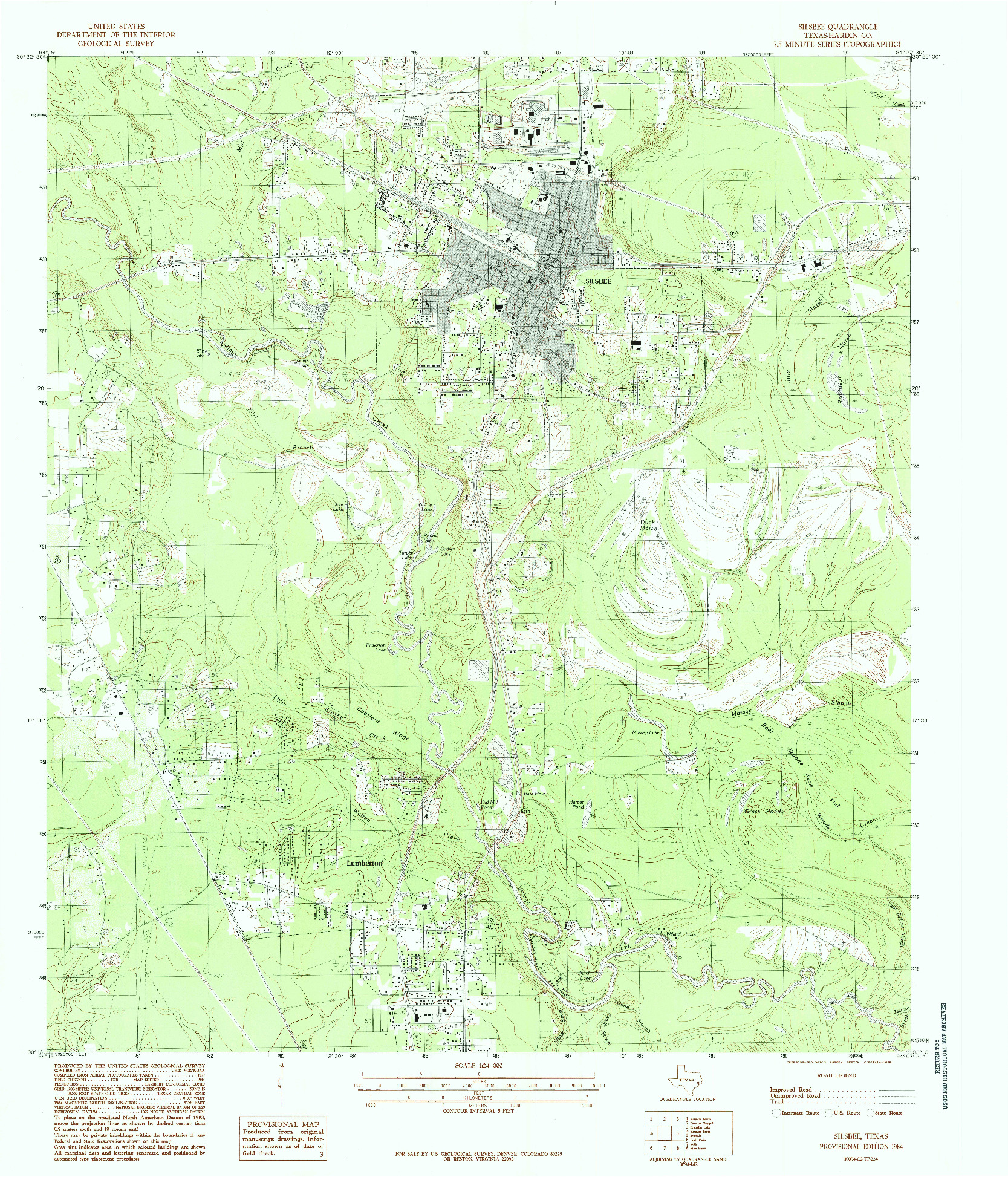 USGS 1:24000-SCALE QUADRANGLE FOR SILSBEE, TX 1984