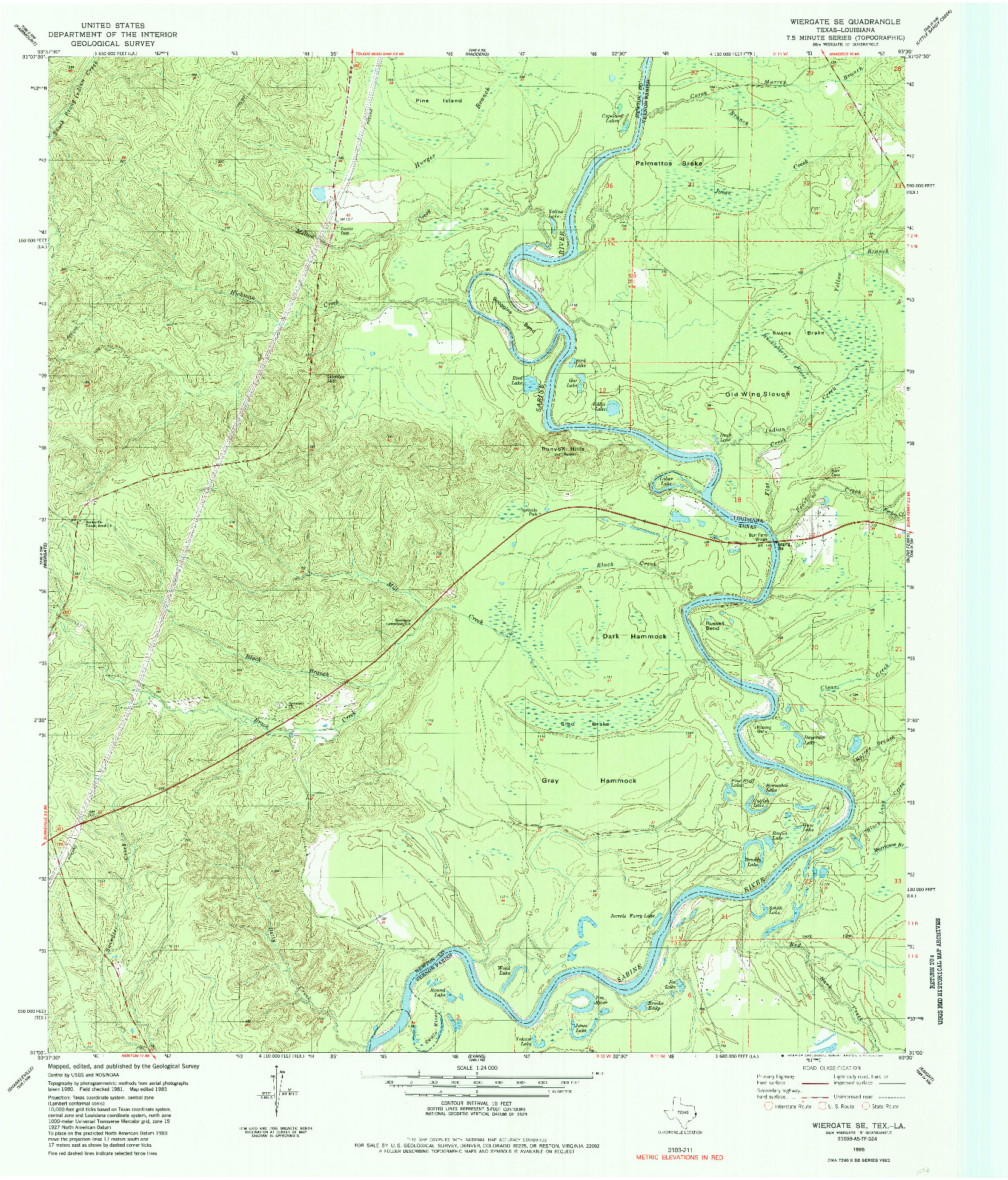 USGS 1:24000-SCALE QUADRANGLE FOR WIERGATE SE, TX 1985