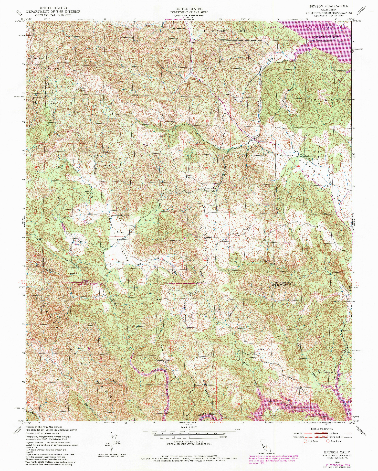 USGS 1:24000-SCALE QUADRANGLE FOR BRYSON, CA 1949