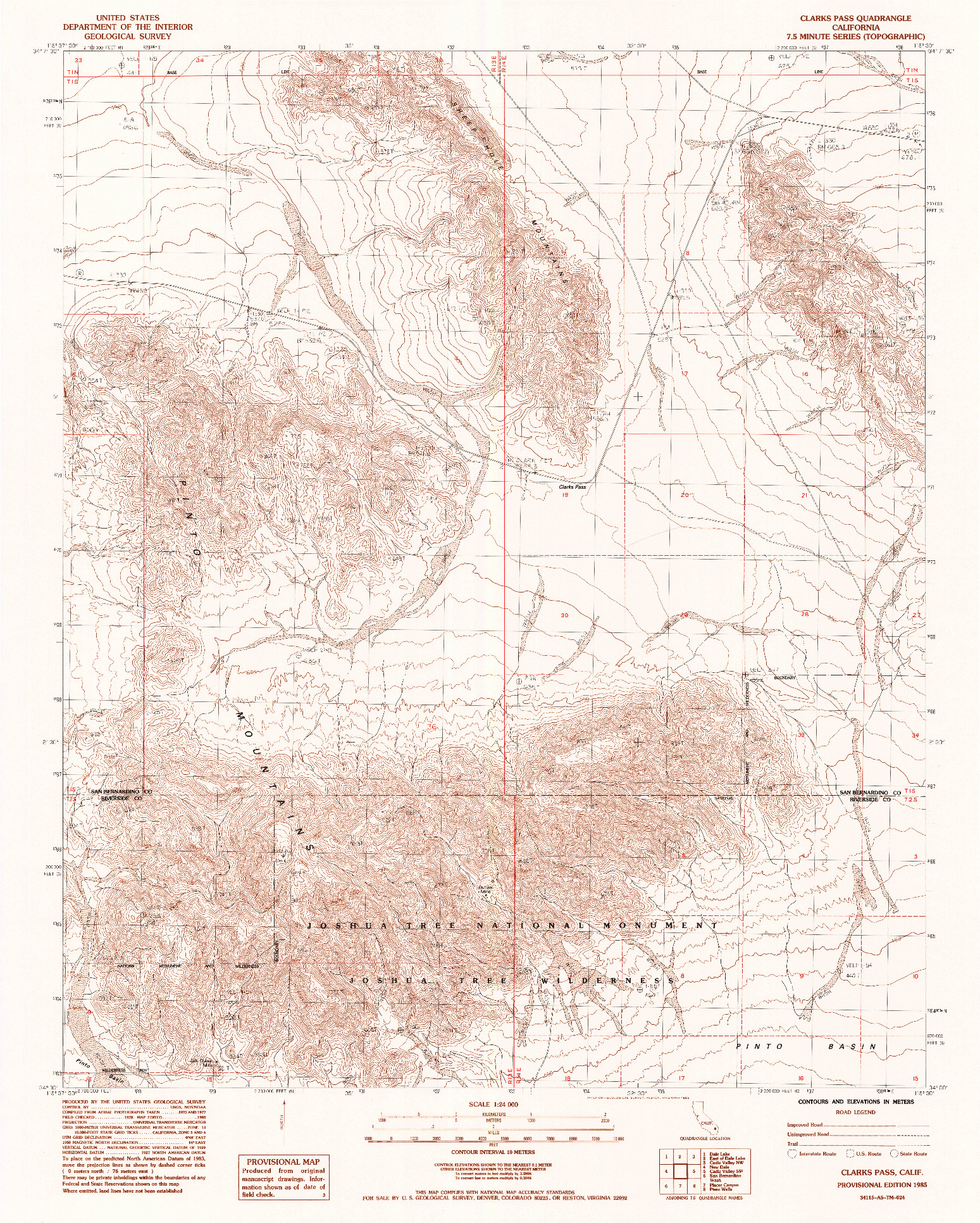 USGS 1:24000-SCALE QUADRANGLE FOR CLARKS PASS, CA 1985