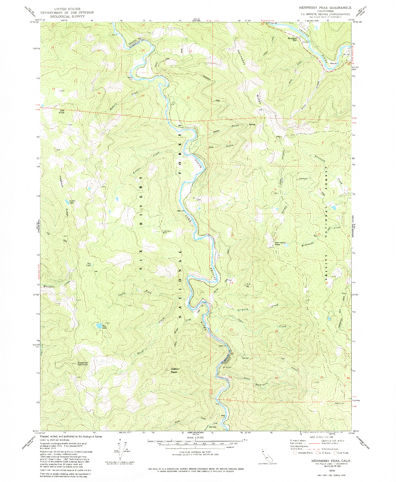 USGS 1:24000-SCALE QUADRANGLE FOR HENNESSY PEAK, CA 1979