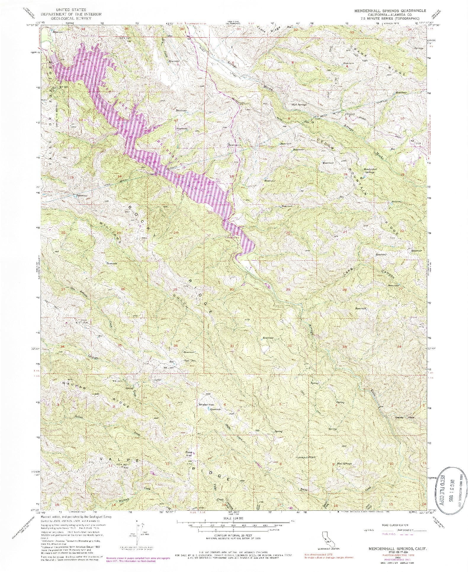 USGS 1:24000-SCALE QUADRANGLE FOR MENDENHALL SPRINGS, CA 1956